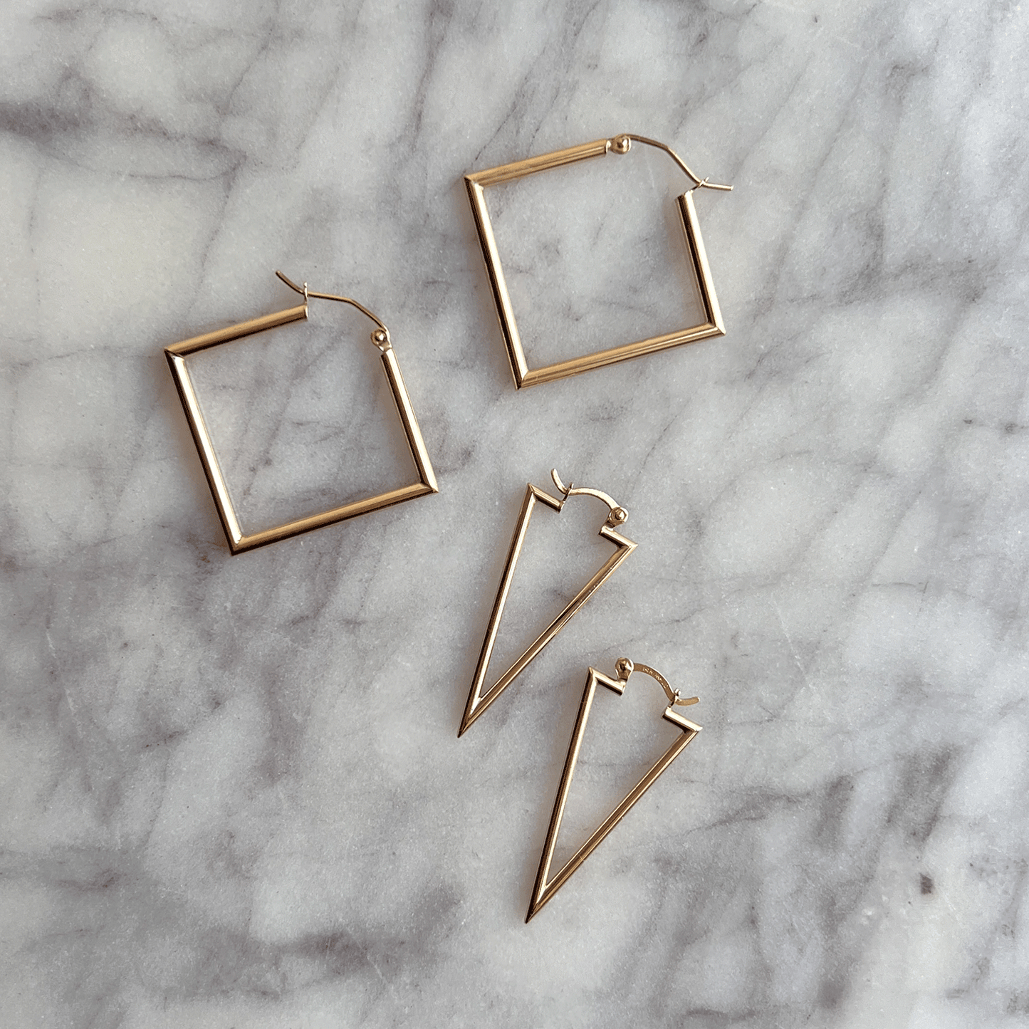 Triangle Hoop Earrings - Lotus Diamond