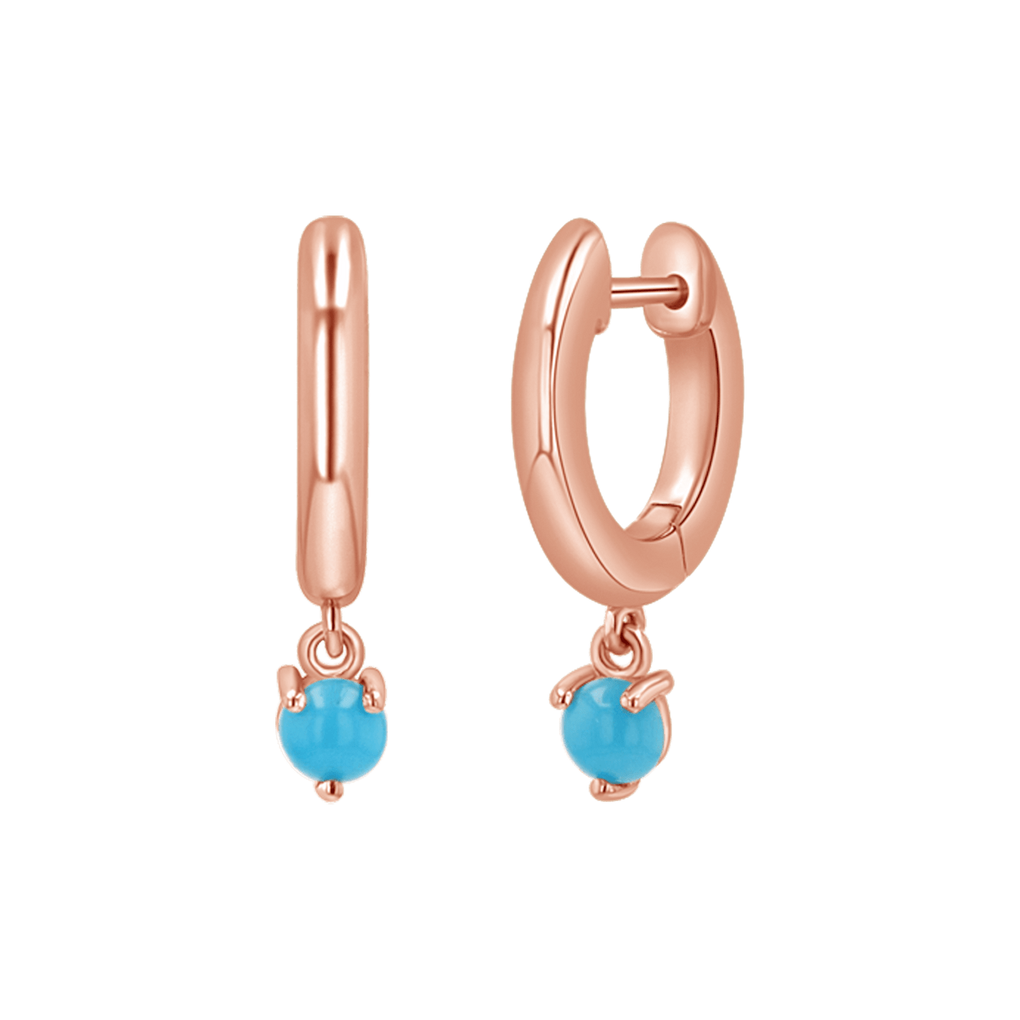Turquoise Charm Drop Huggies - Lotus Diamond