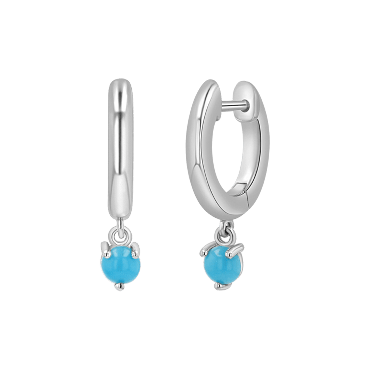 Turquoise Charm Drop Huggies - Lotus Diamond