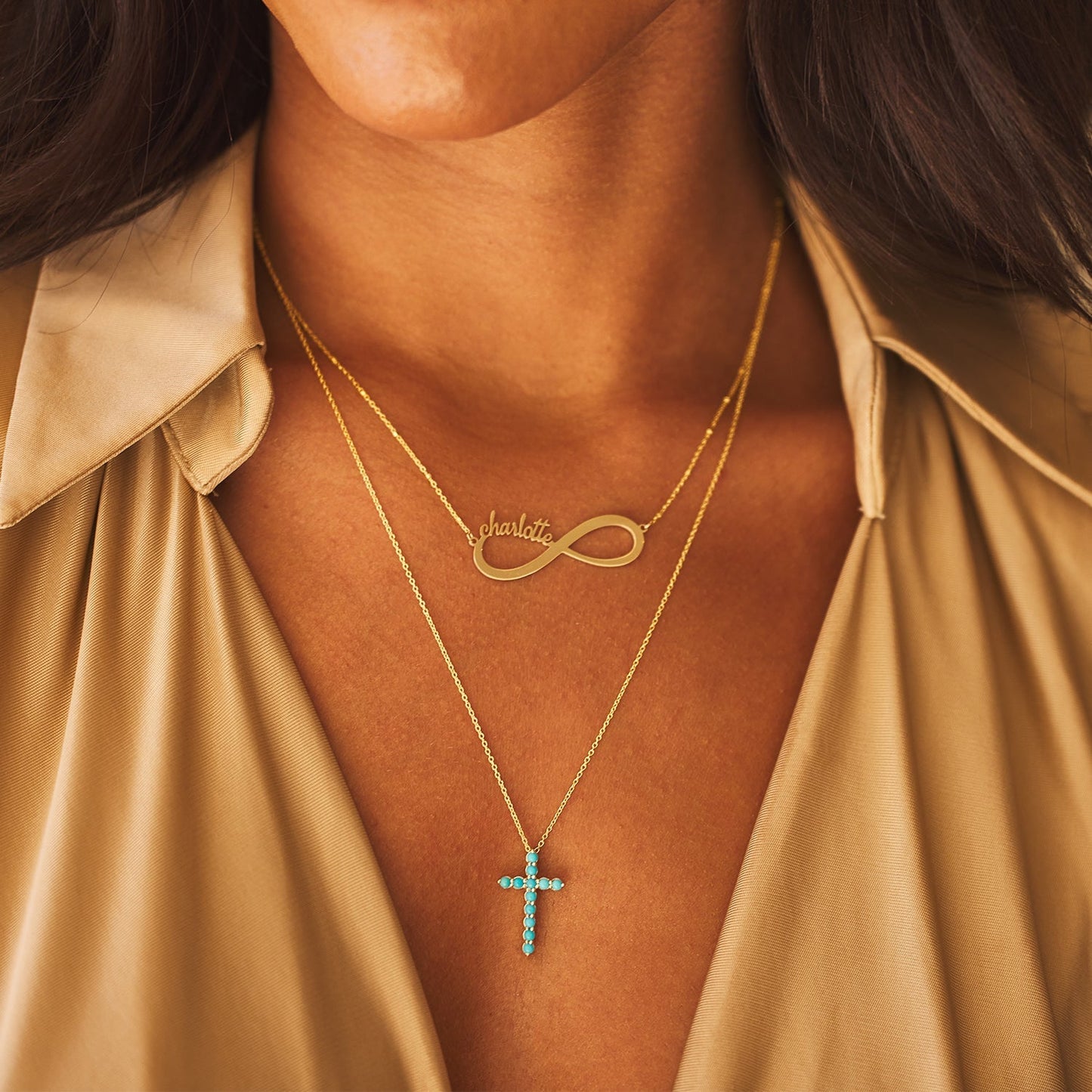 Turquoise Cross Necklace - Lotus Diamond