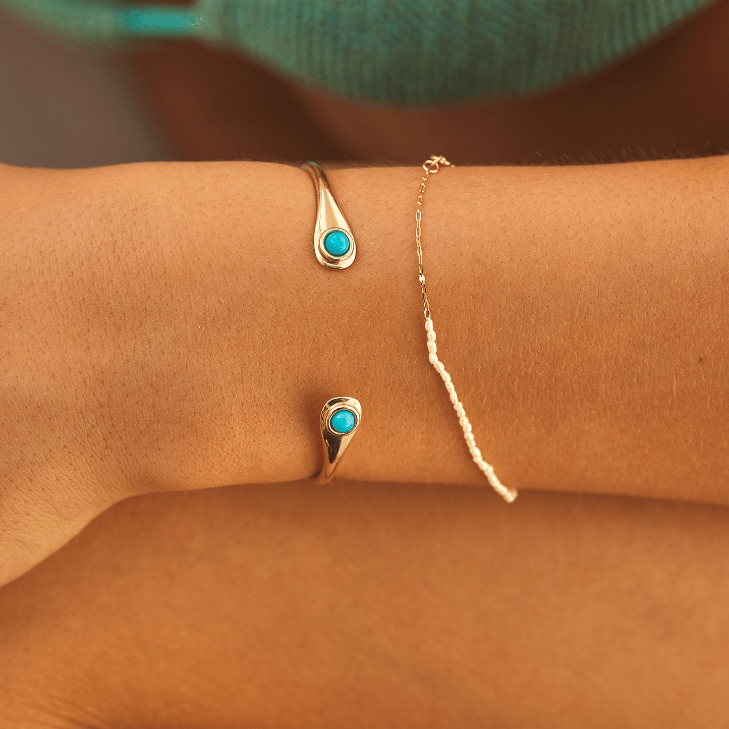 Turquoise Cuff Bracelet - Lotus Diamond