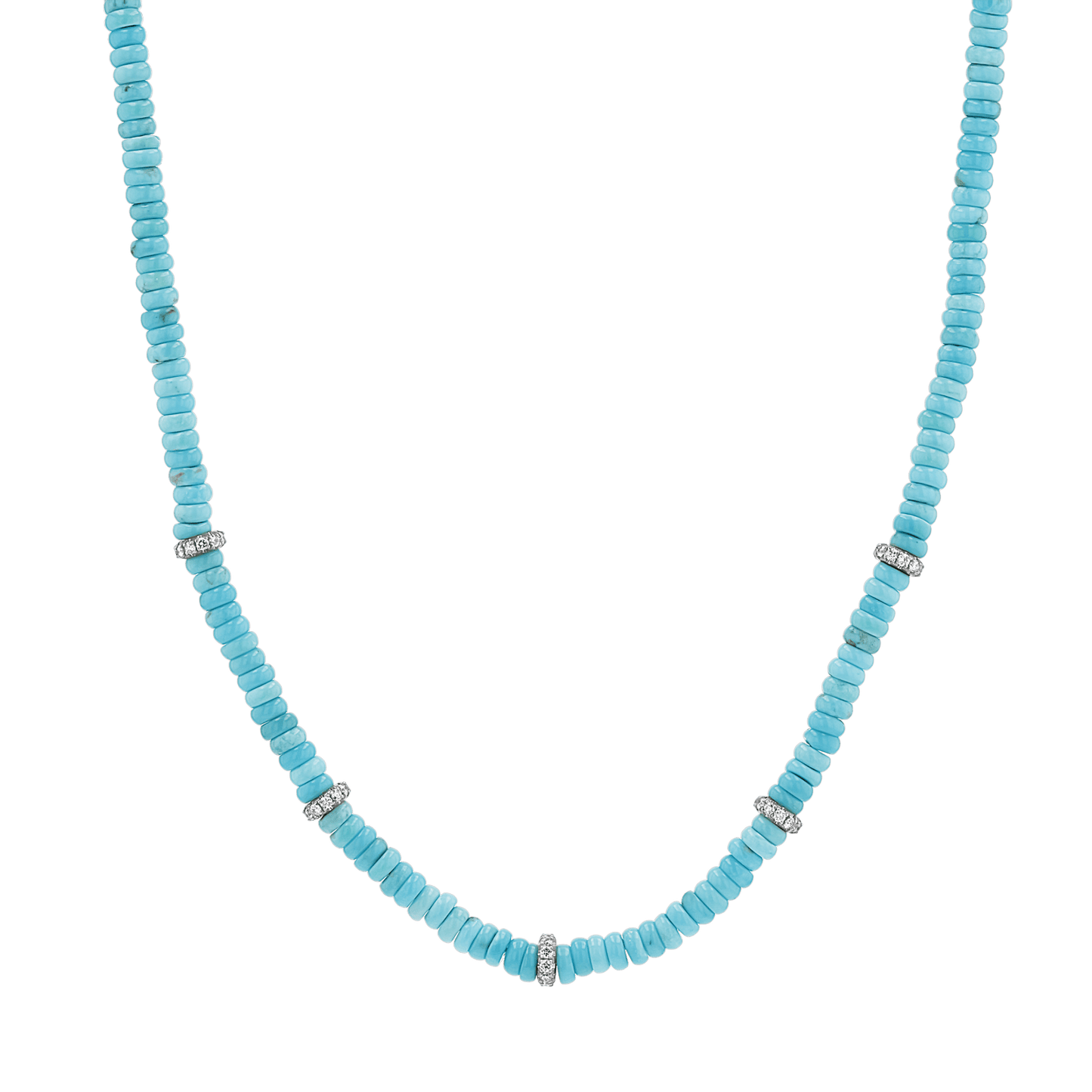 Turquoise Diamond Bead Necklace - Lotus Diamond
