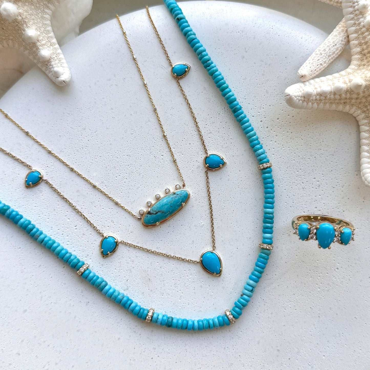 Turquoise Diamond Bead Necklace - Lotus Diamond
