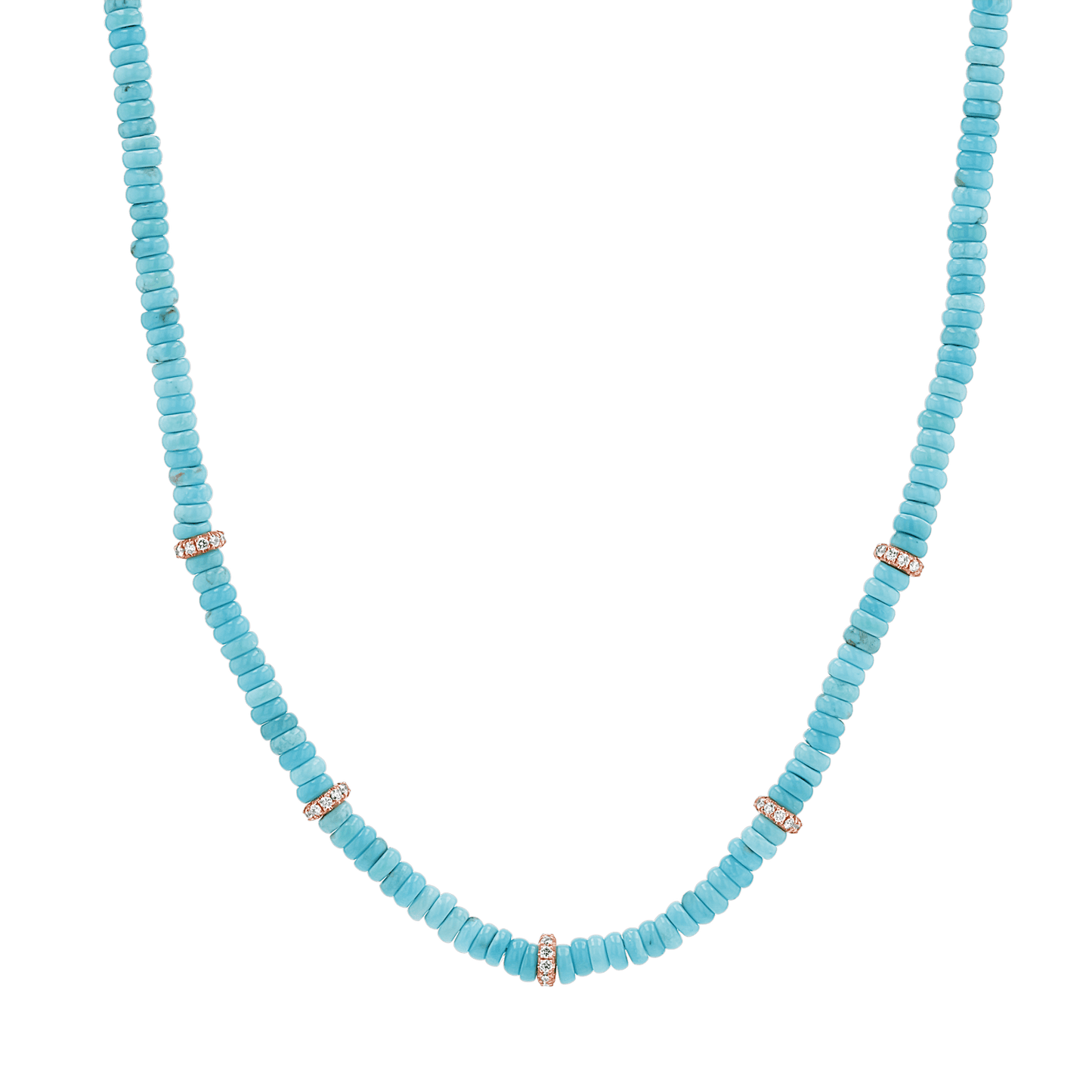 Turquoise Diamond Bead Necklace - Lotus Diamond
