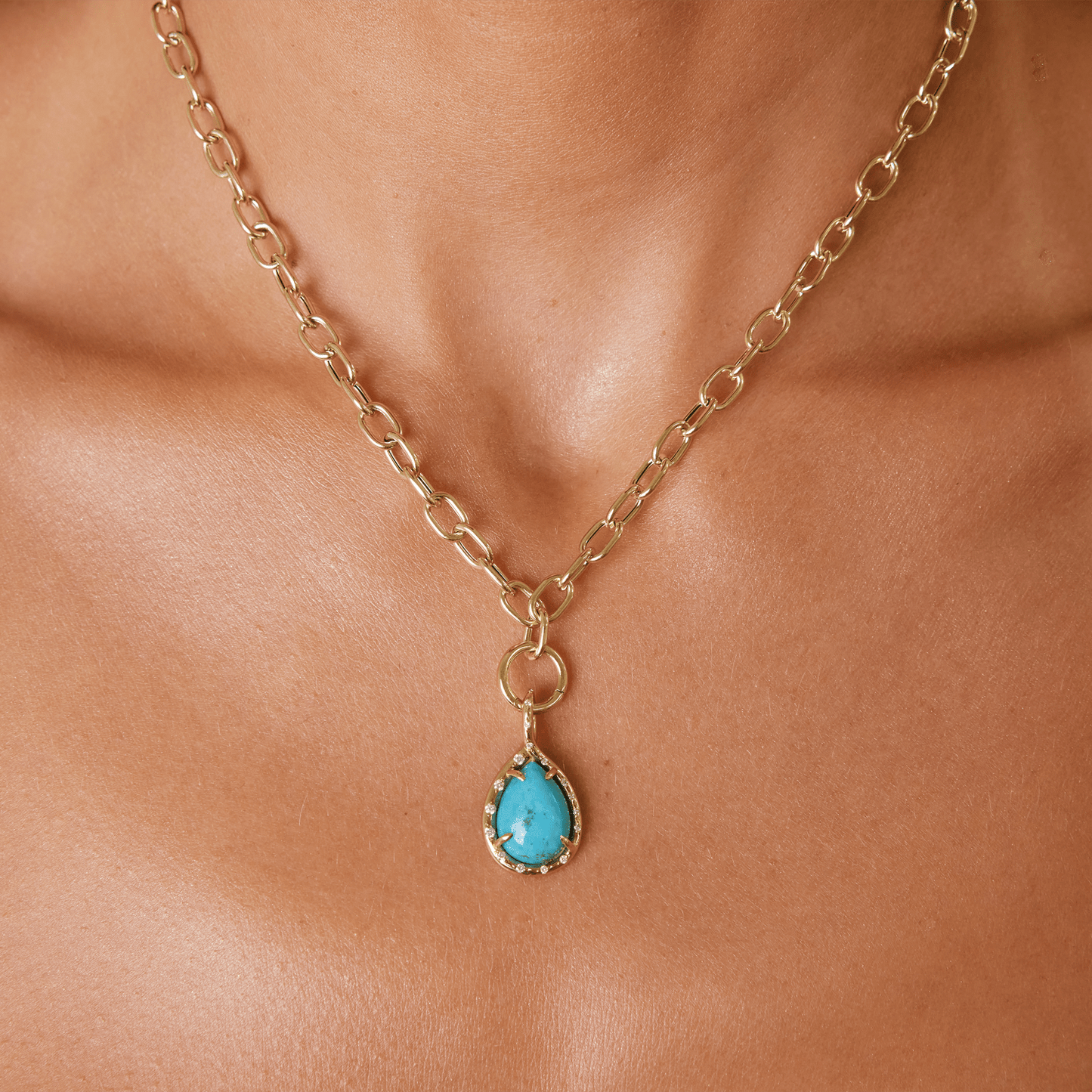 Turquoise Tear Drop Charm - Lotus Diamond