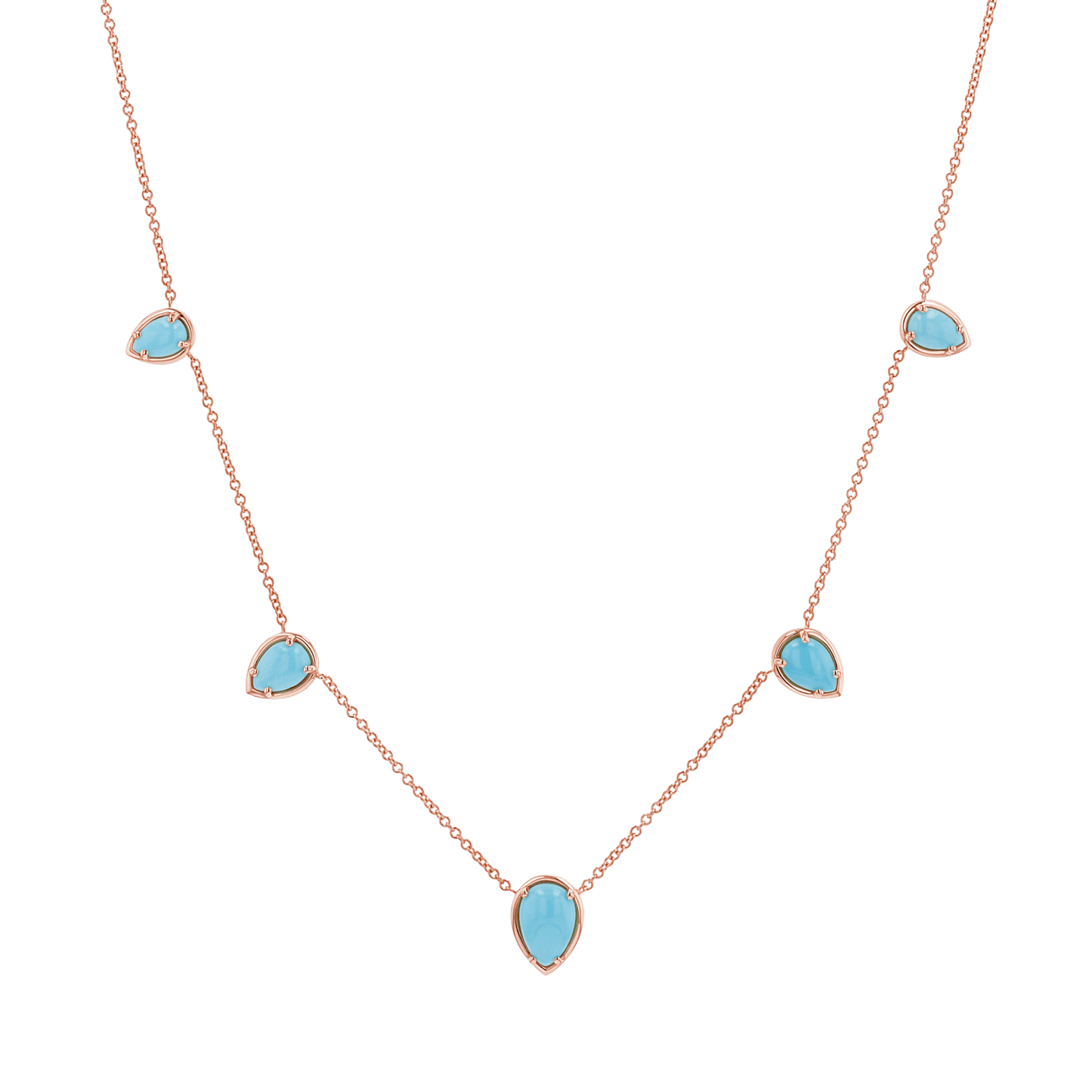Turquoise Tear Drop Strand Necklace - Lotus Diamond