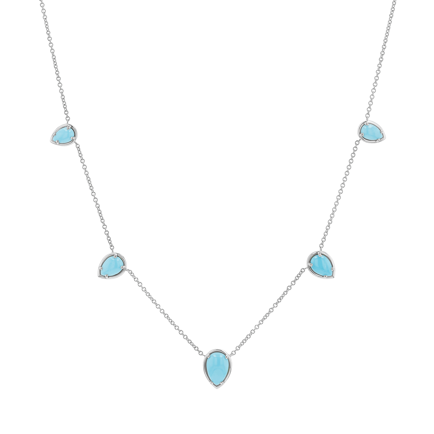 Turquoise Tear Drop Strand Necklace - Lotus Diamond