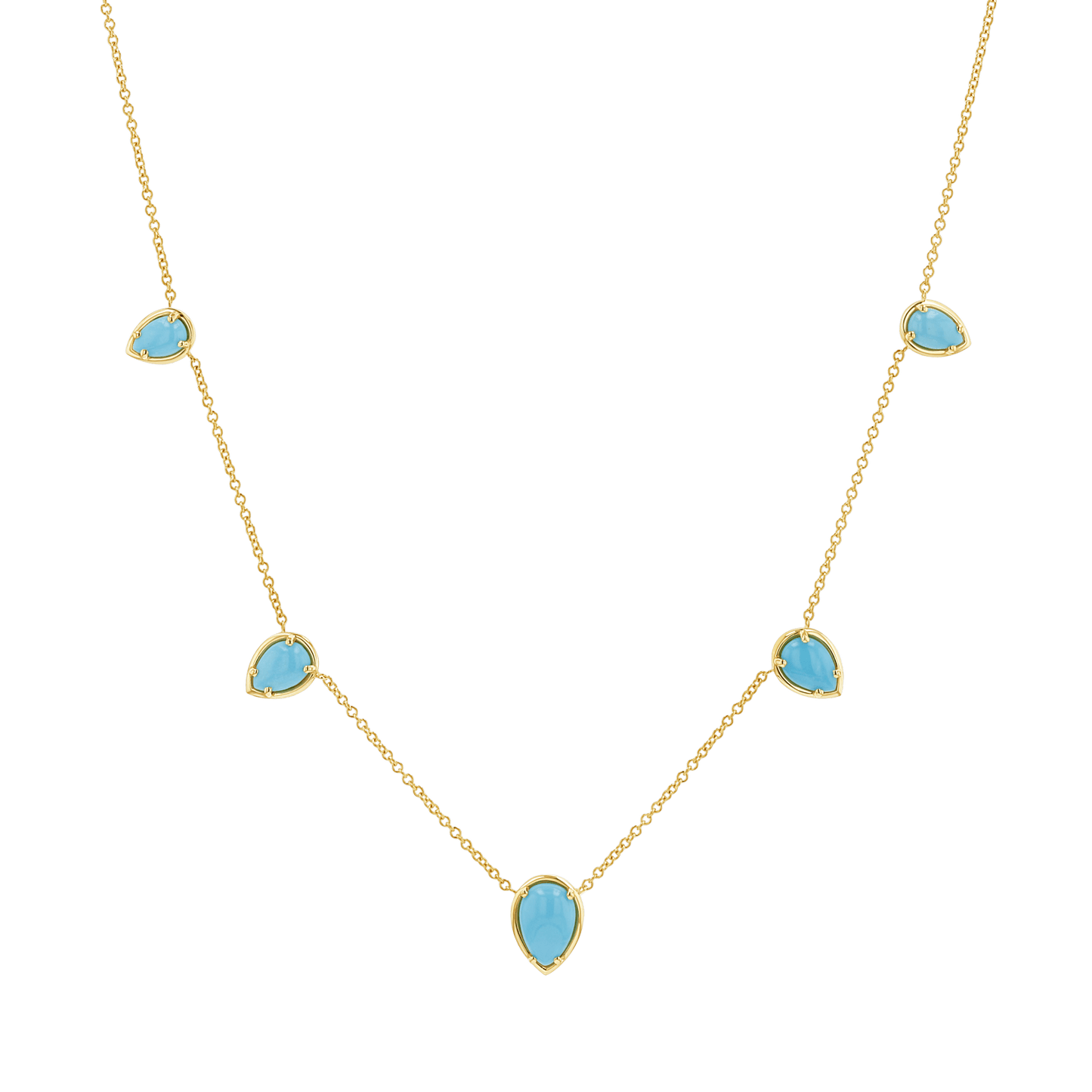 Turquoise Tear Drop Strand Necklace - Lotus Diamond