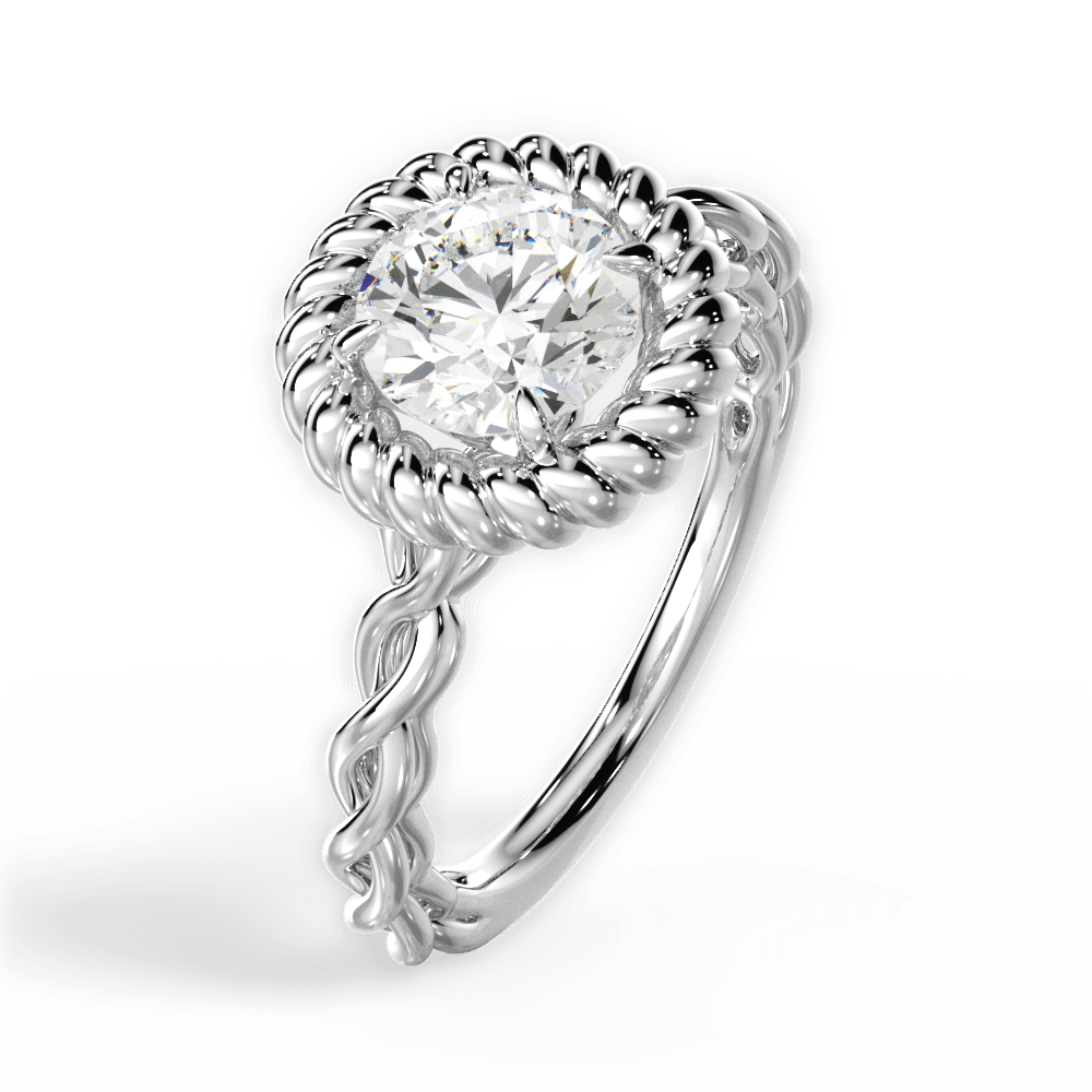 Twisted Metal Halo Engagement Ring - Lotus Diamond