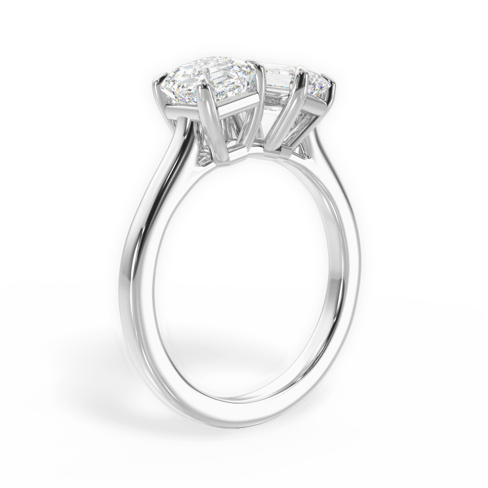 Two Stone Asscher Lab Diamond Engagement Ring - Lotus Diamond