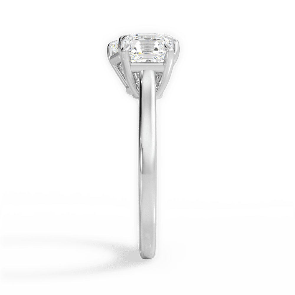 Two Stone Asscher Lab Diamond Engagement Ring - Lotus Diamond