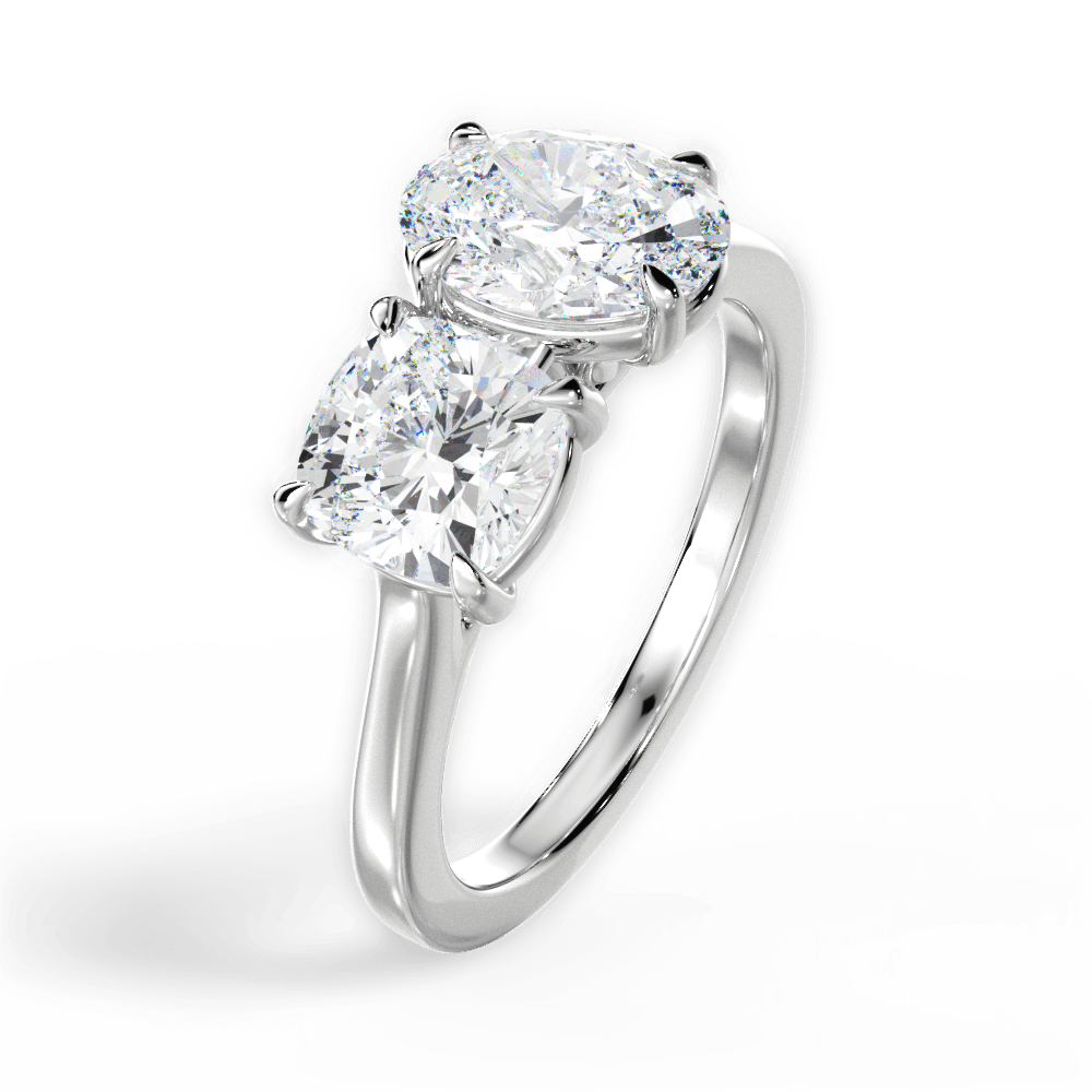 Two Stone Cushion Diamond Engagement Ring - Lotus Diamond