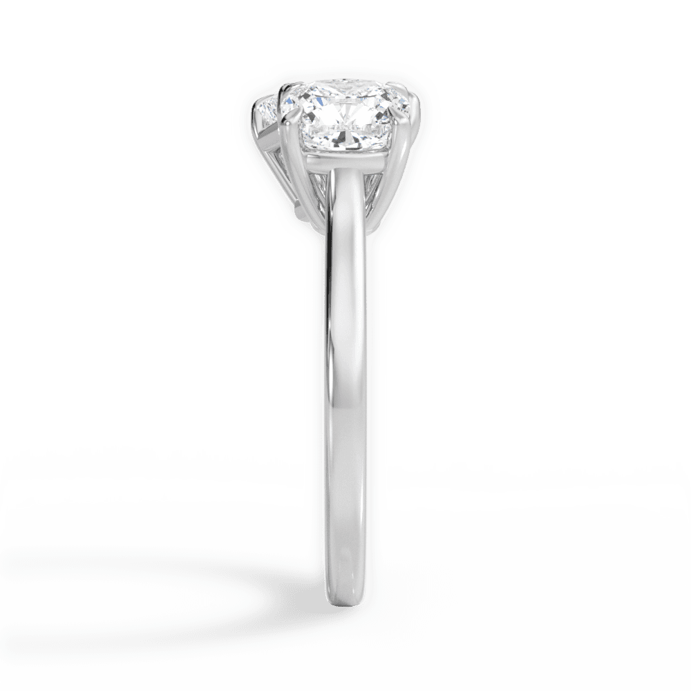Two Stone Cushion Lab Diamond Engagement Ring - Lotus Diamond