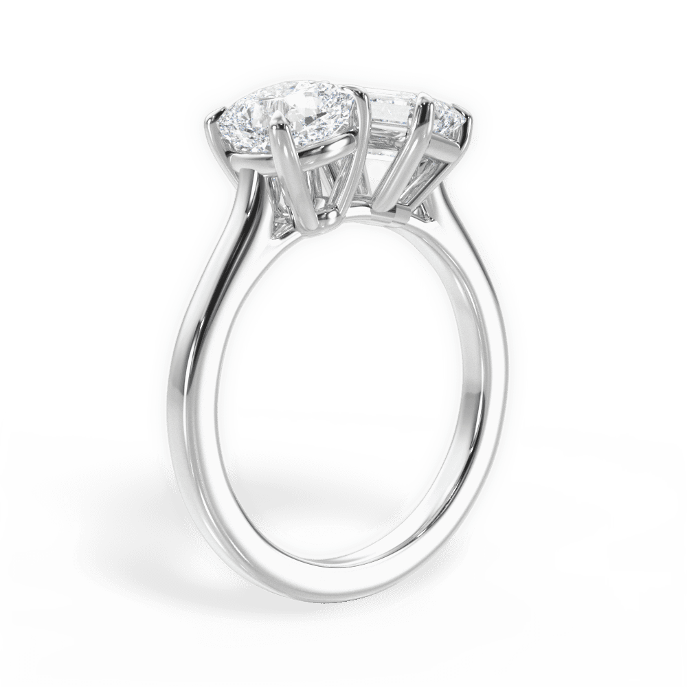 Two Stone Cushion Lab Diamond Engagement Ring - Lotus Diamond