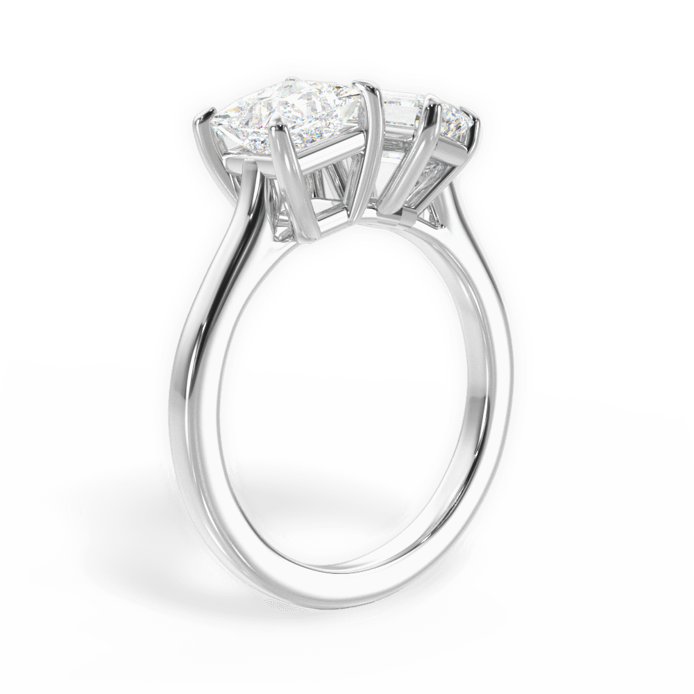 Two Stone Princess Lab Diamond Engagement Ring - Lotus Diamond