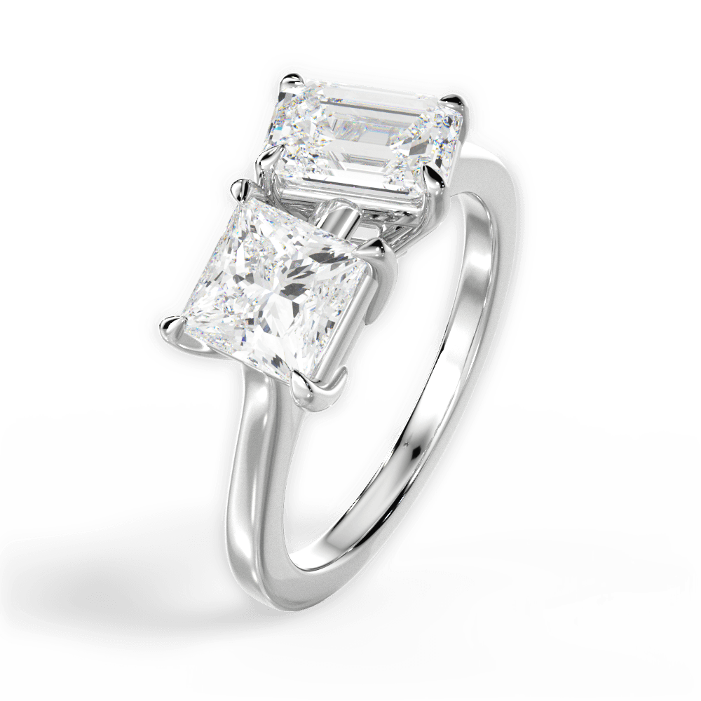 Two Stone Princess Lab Diamond Engagement Ring - Lotus Diamond