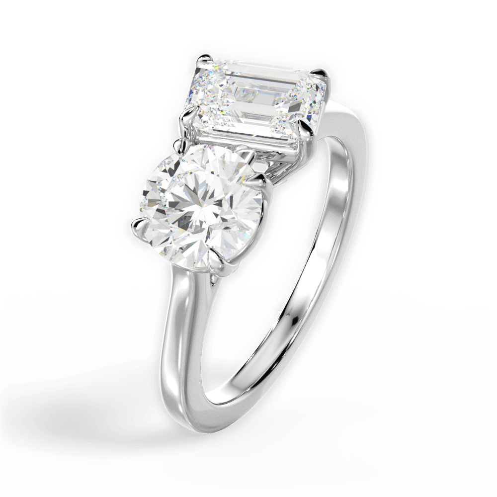 Two Stone Round Lab Diamond Engagement Ring - Lotus Diamond