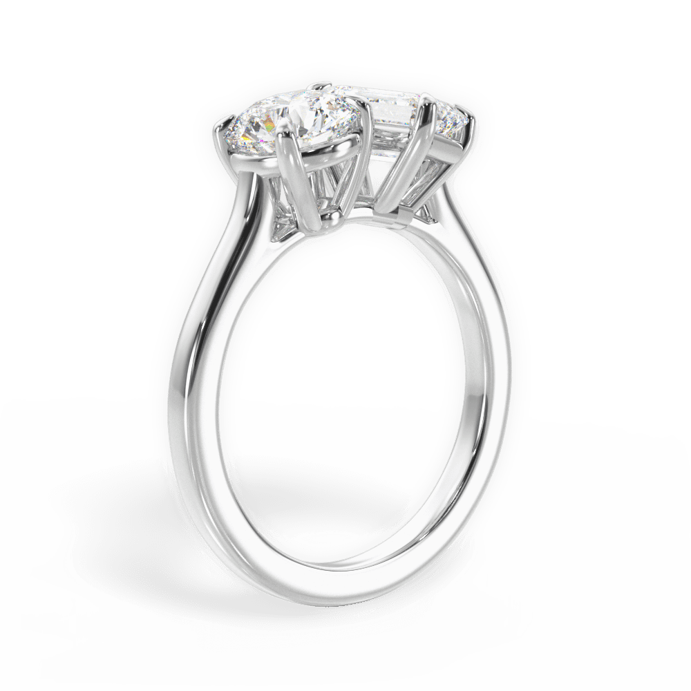 Two Stone Round Lab Diamond Engagement Ring - Lotus Diamond