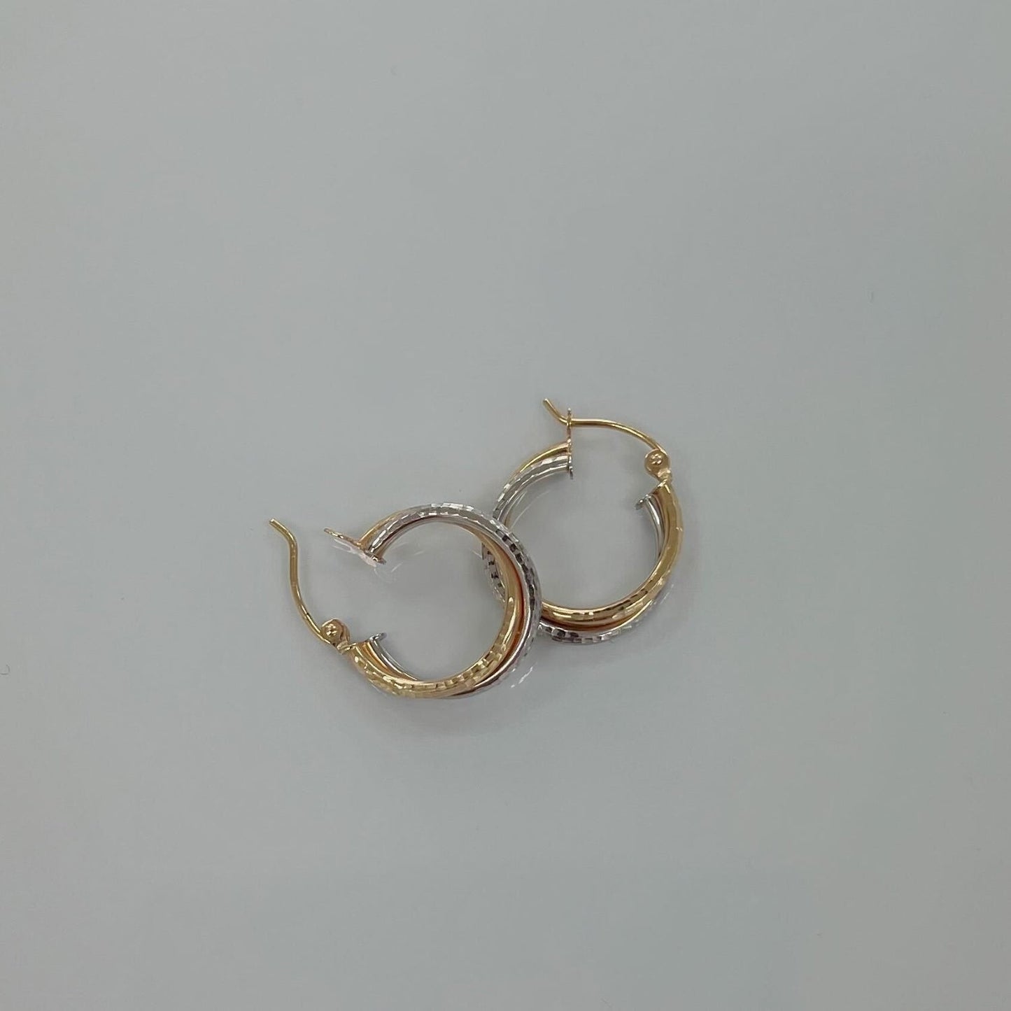 Two - Tone Double Hoop Earrings - Lotus Diamond