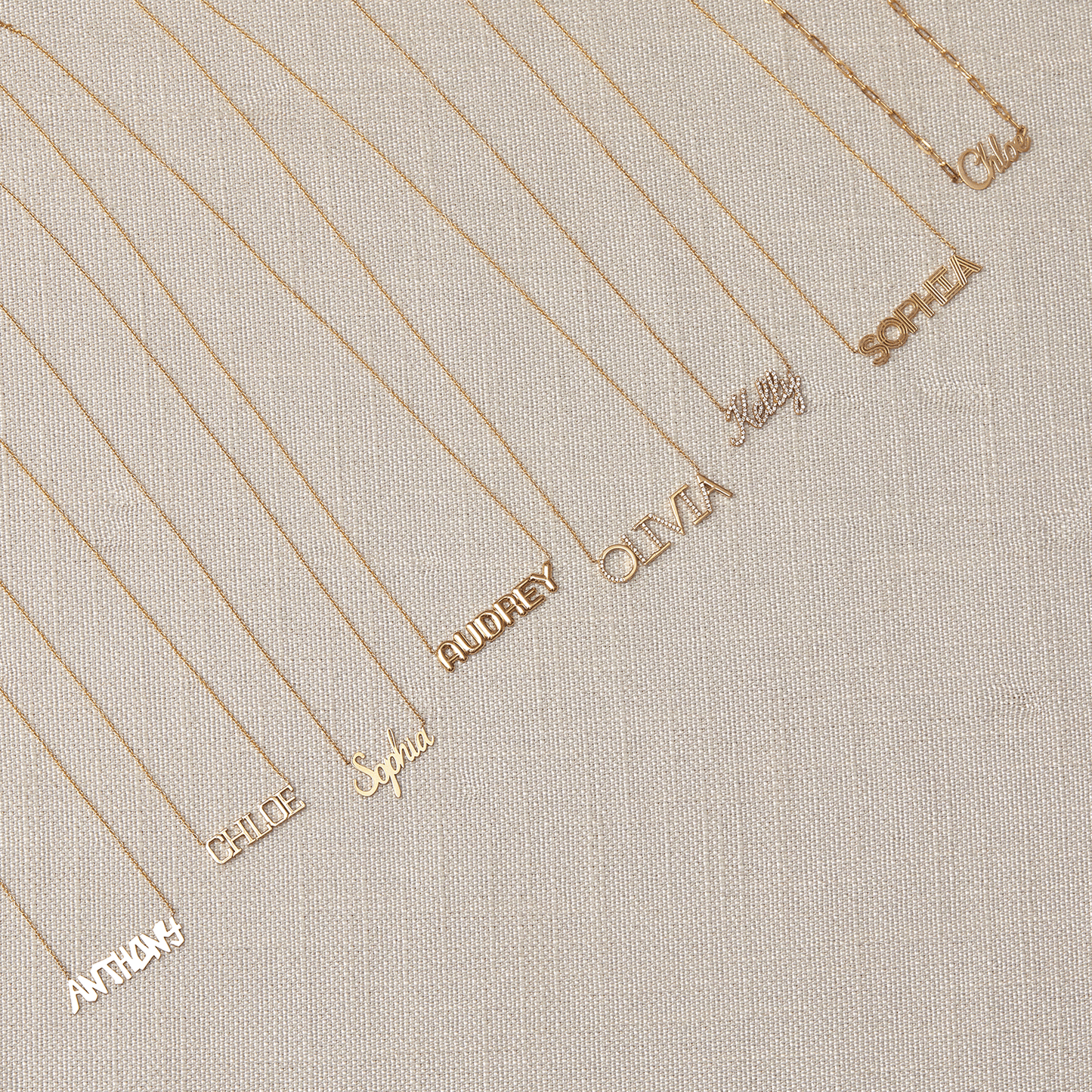 Varsity Name Necklace - Lotus Diamond