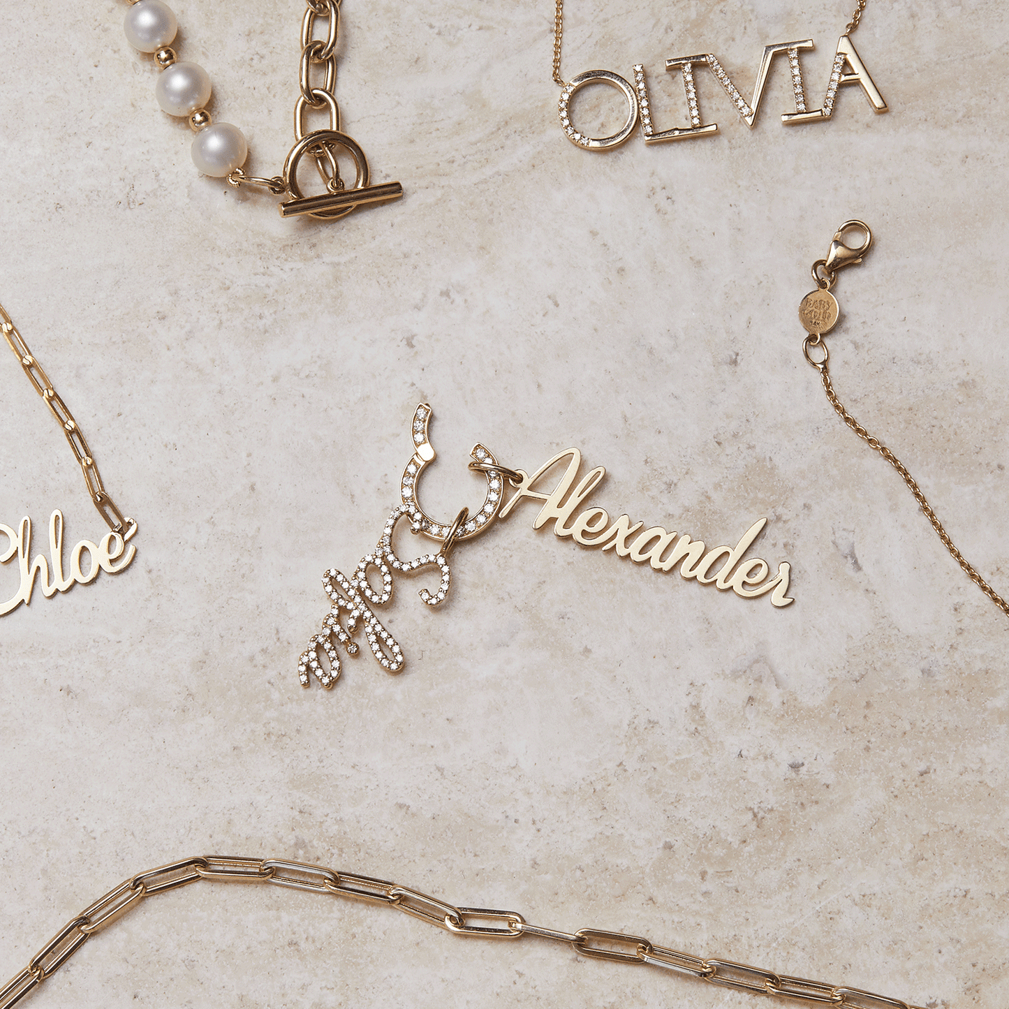 Vertical Script Name Charm - Lotus Diamond