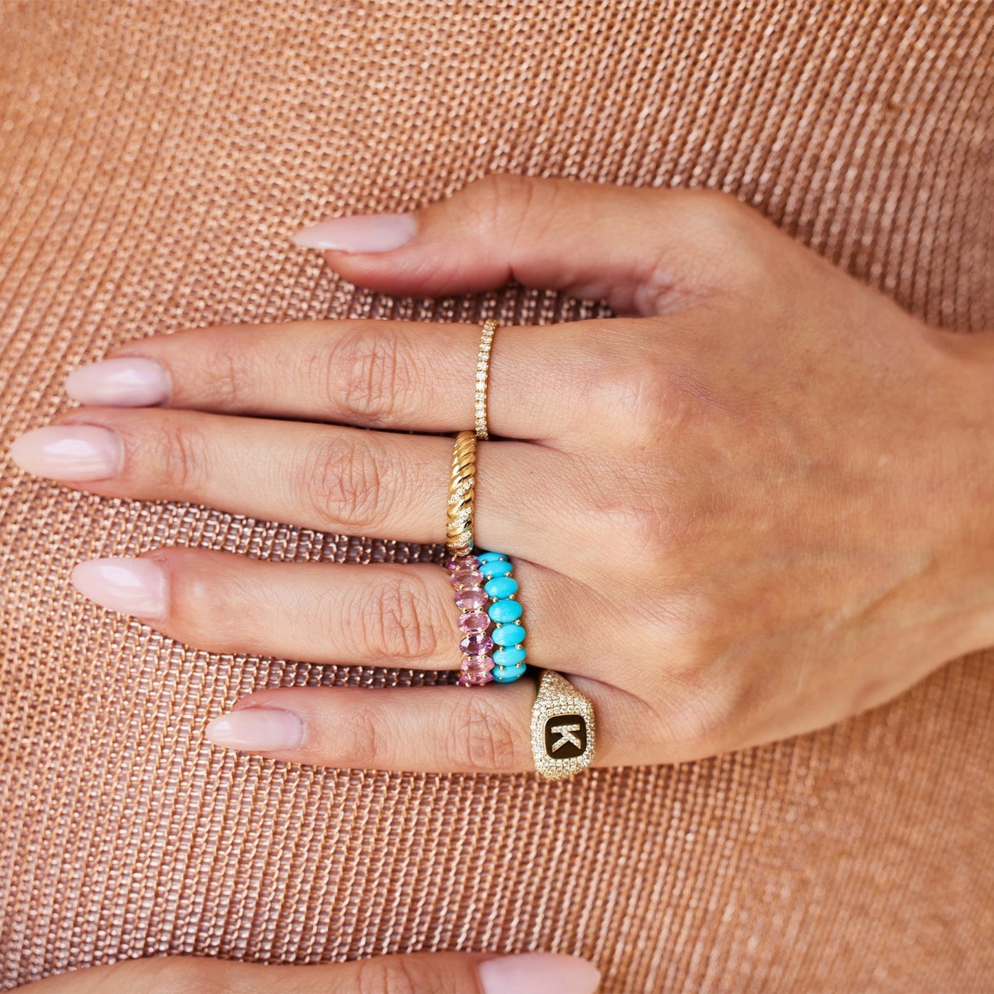 Wide Diamond Twist Ring - Lotus Diamond