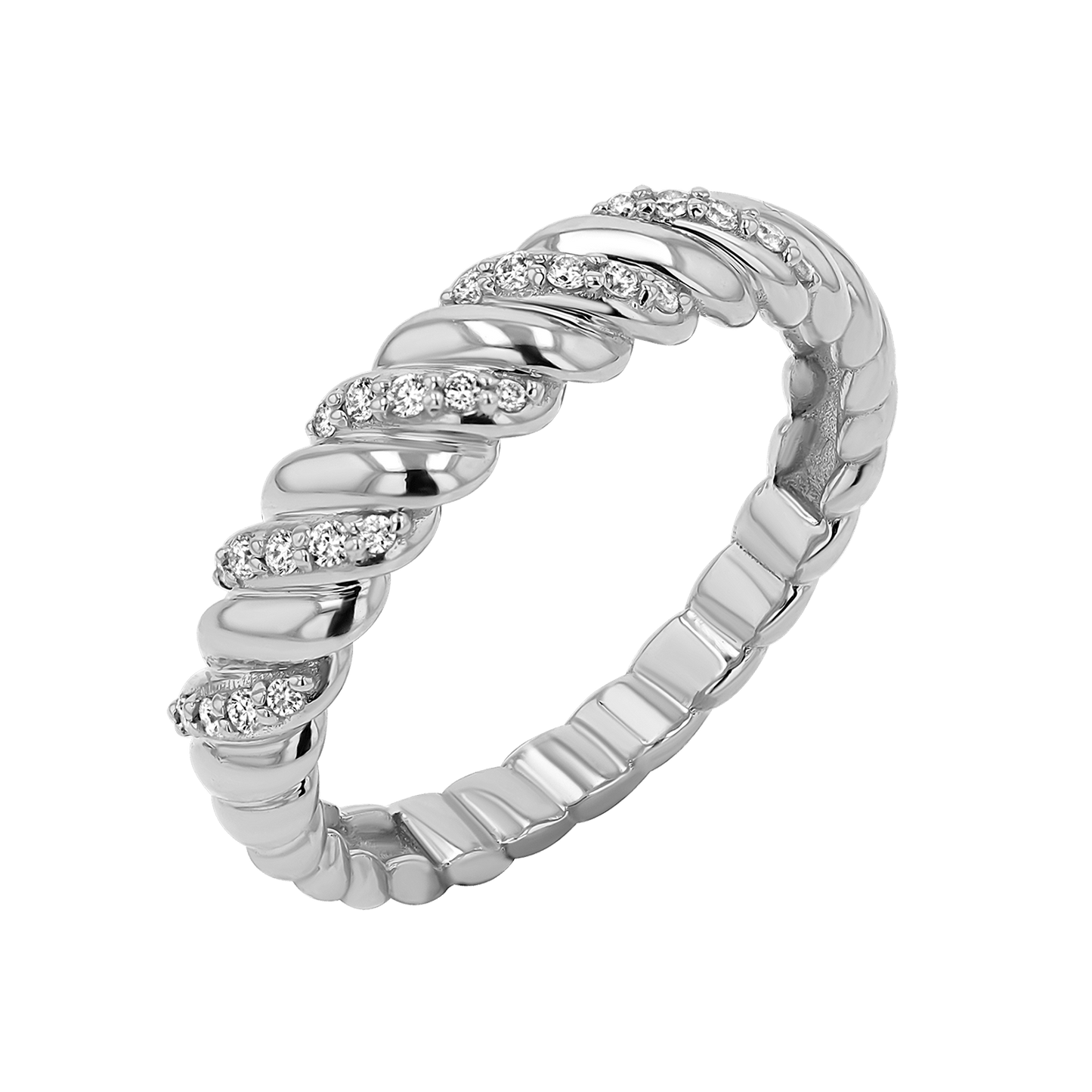 Wide Diamond Twist Ring - Lotus Diamond