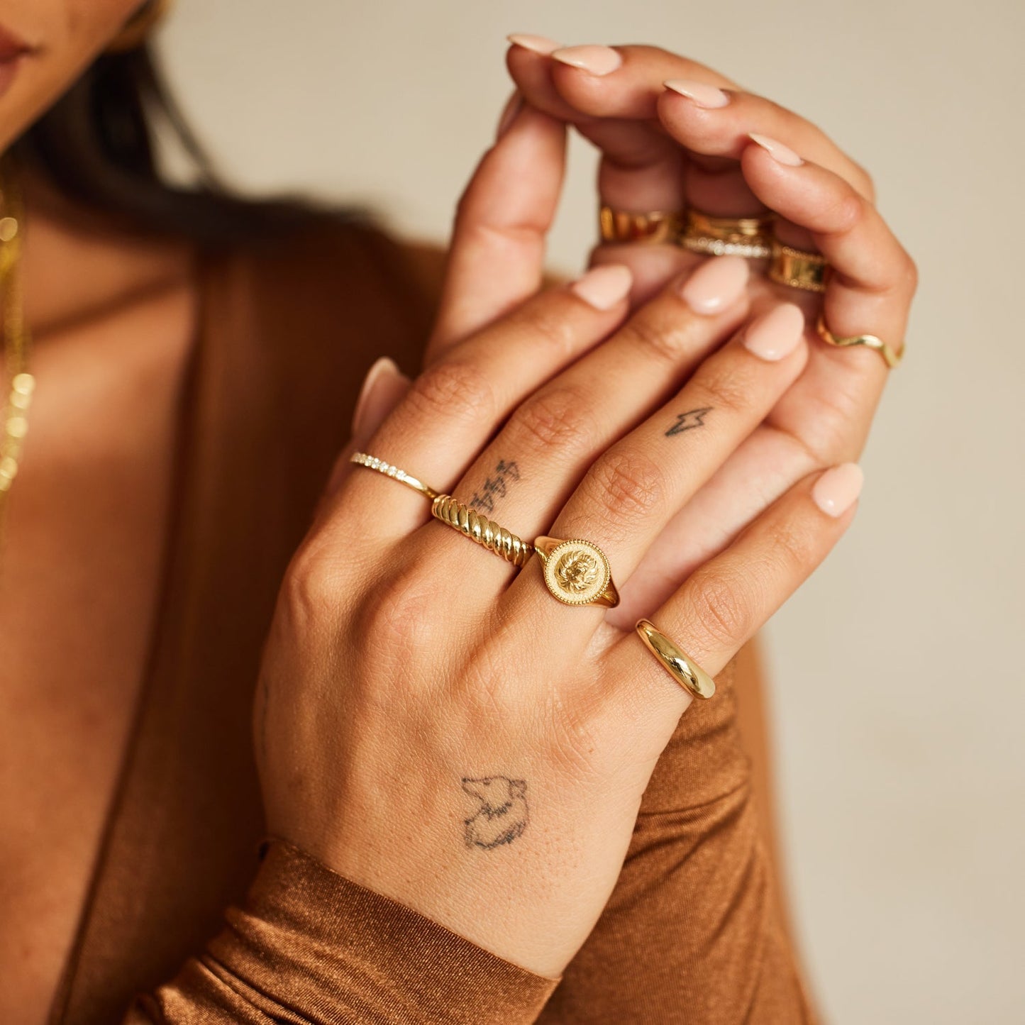 Wide Twist Ring - Lotus Diamond