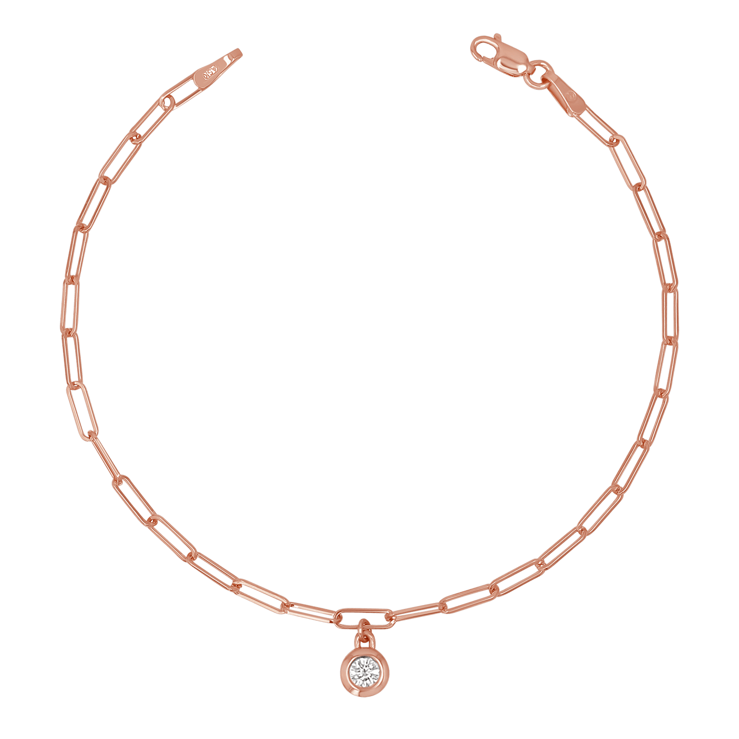 Wire Paper Clip Diamond Bezel Bracelet - Lotus Diamond