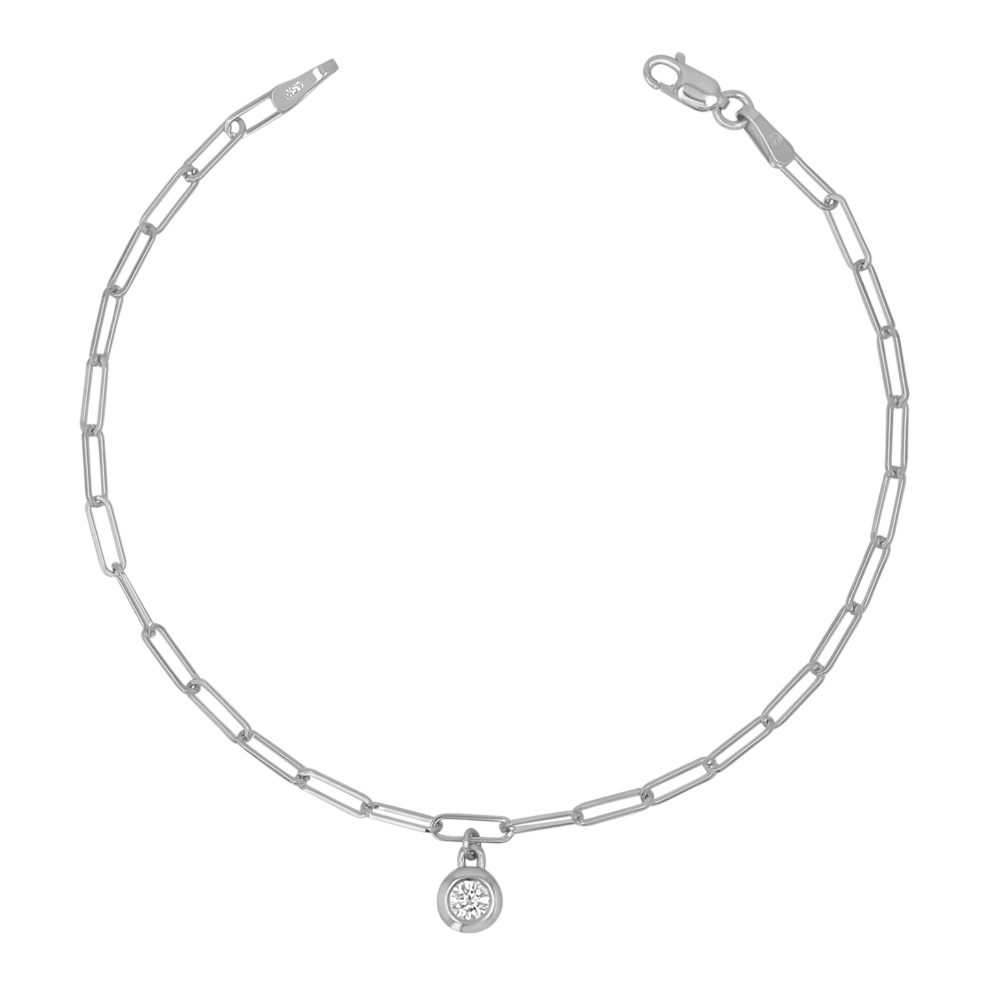 Wire Paper Clip Diamond Bezel Bracelet - Lotus Diamond