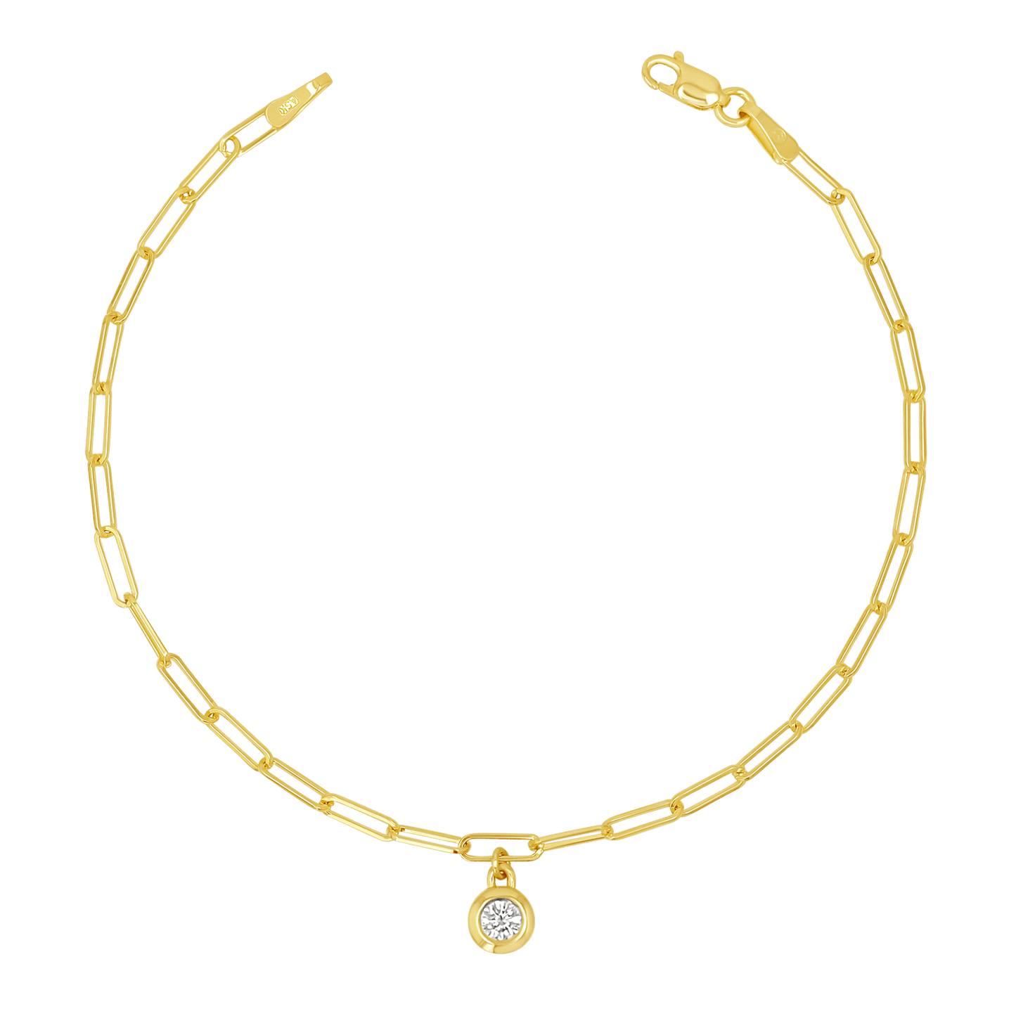 Wire Paper Clip Diamond Bezel Bracelet - Lotus Diamond