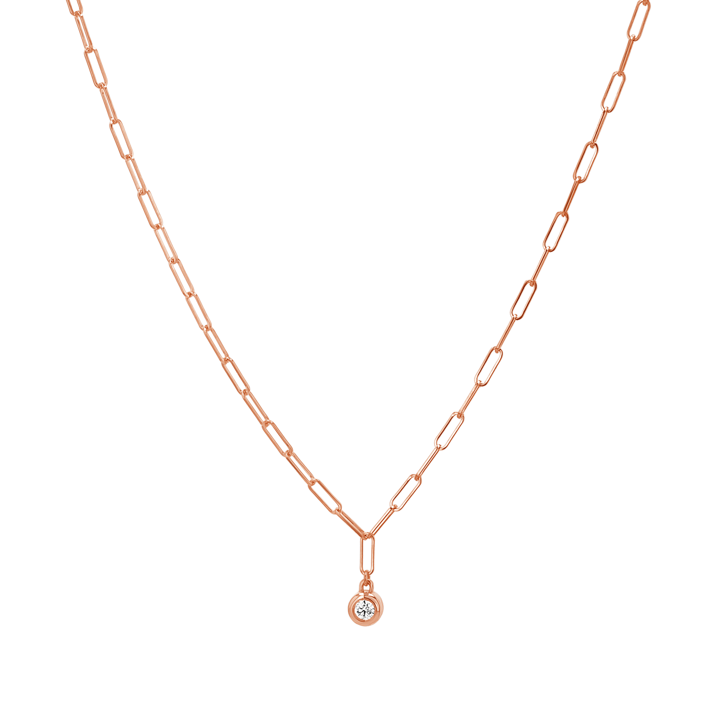 Wire Paperclip Diamond Bezel Necklace - Lotus Diamond