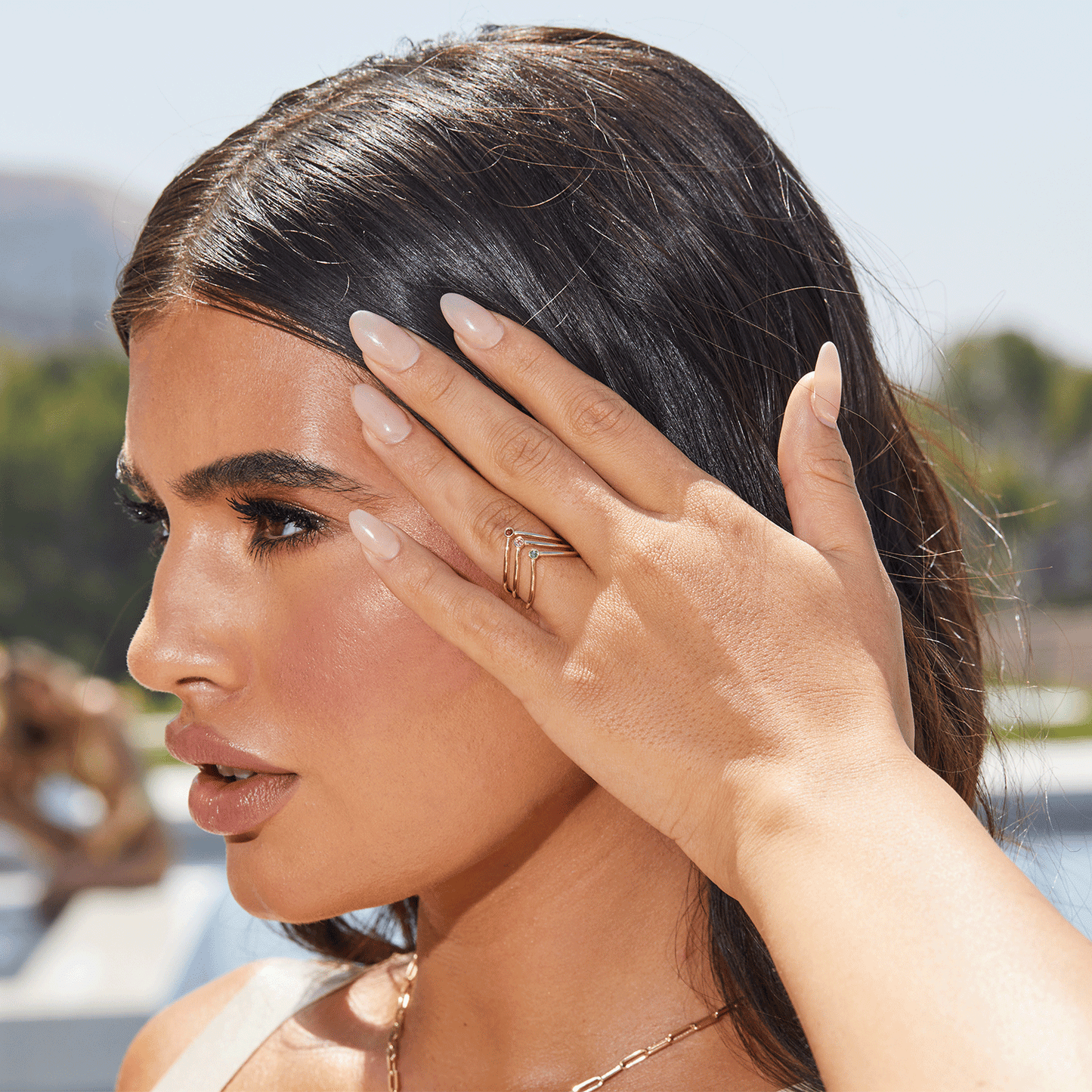 Wishbone Birthstone Ring - Lotus Diamond