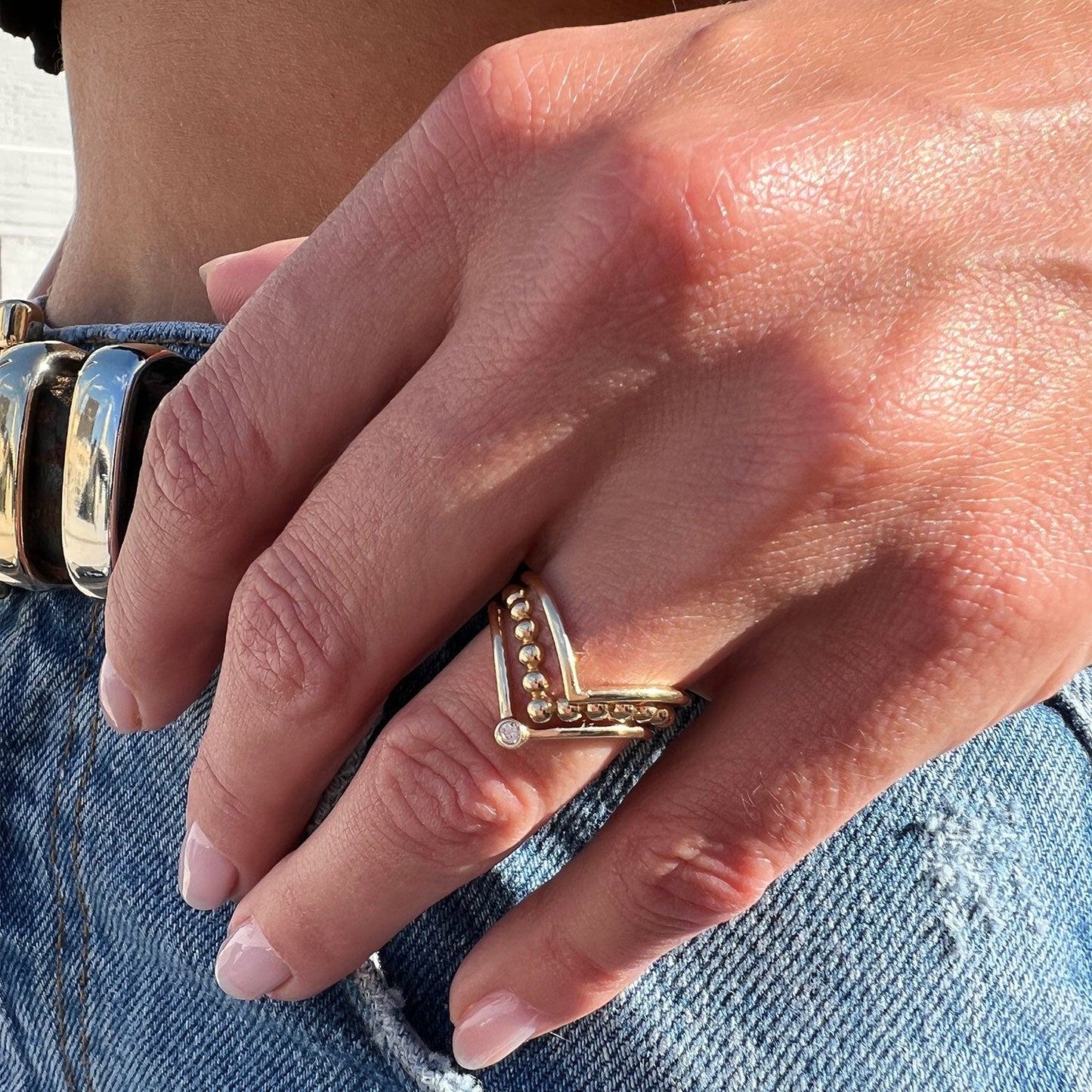 Wishbone Ring - Lotus Diamond