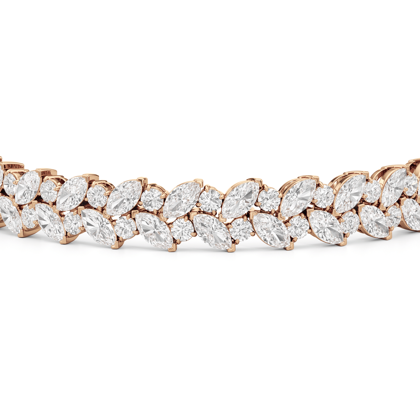 Woven Round and Marquise Tennis Bracelet - Lotus Diamond