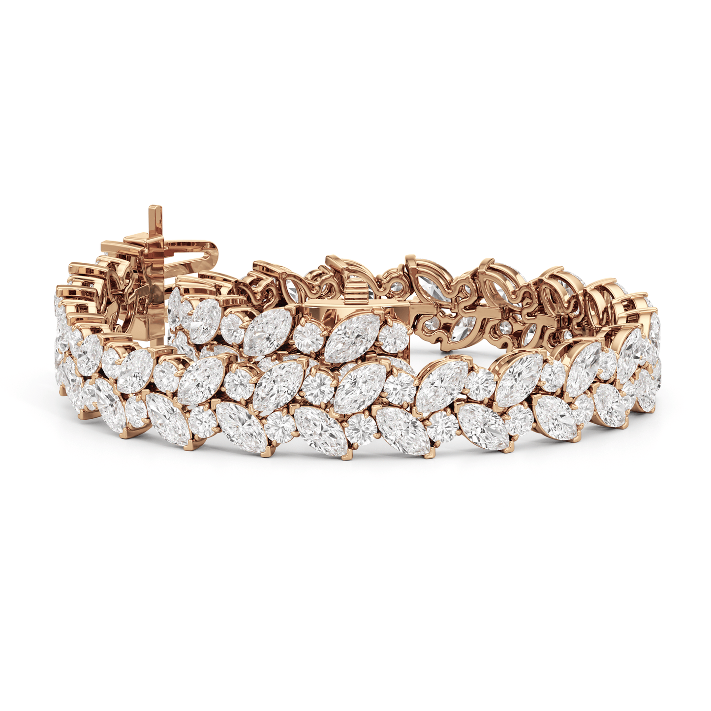 Woven Round and Marquise Tennis Bracelet - Lotus Diamond
