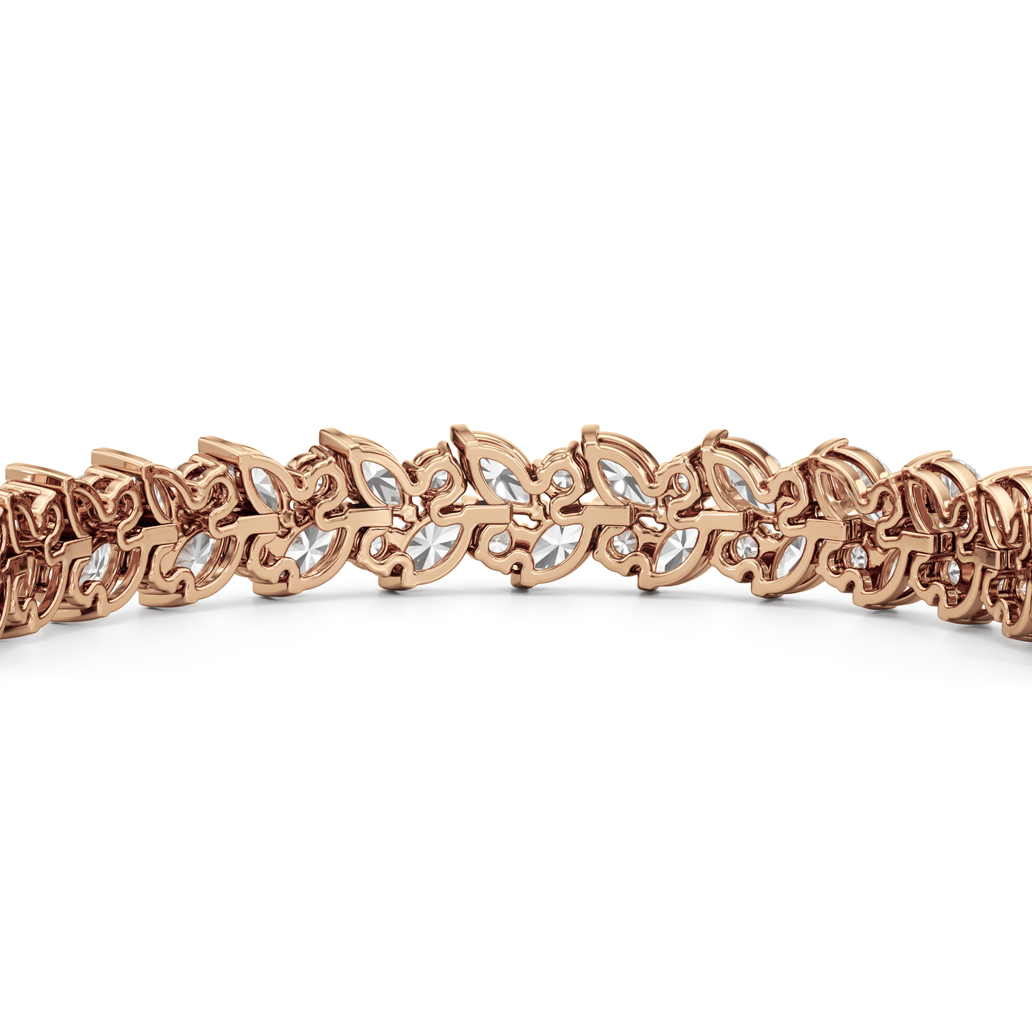 Woven Round and Marquise Tennis Bracelet - Lotus Diamond