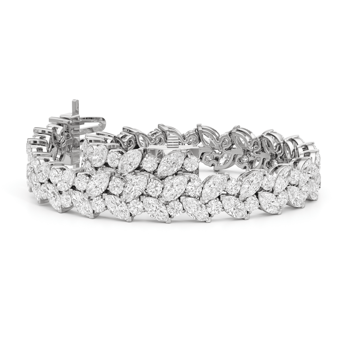 Woven Round and Marquise Tennis Bracelet - Lotus Diamond