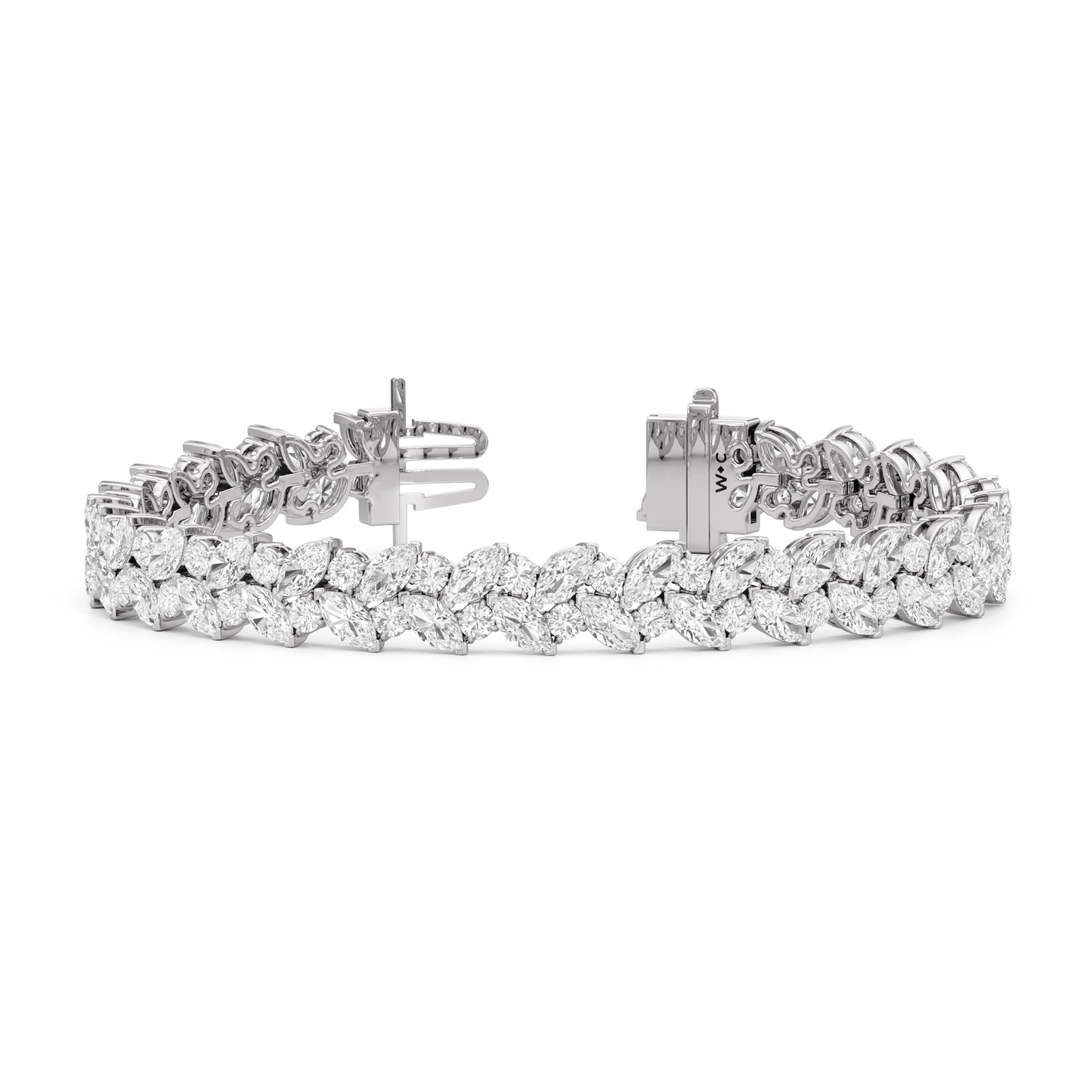 Woven Round and Marquise Tennis Bracelet - Lotus Diamond
