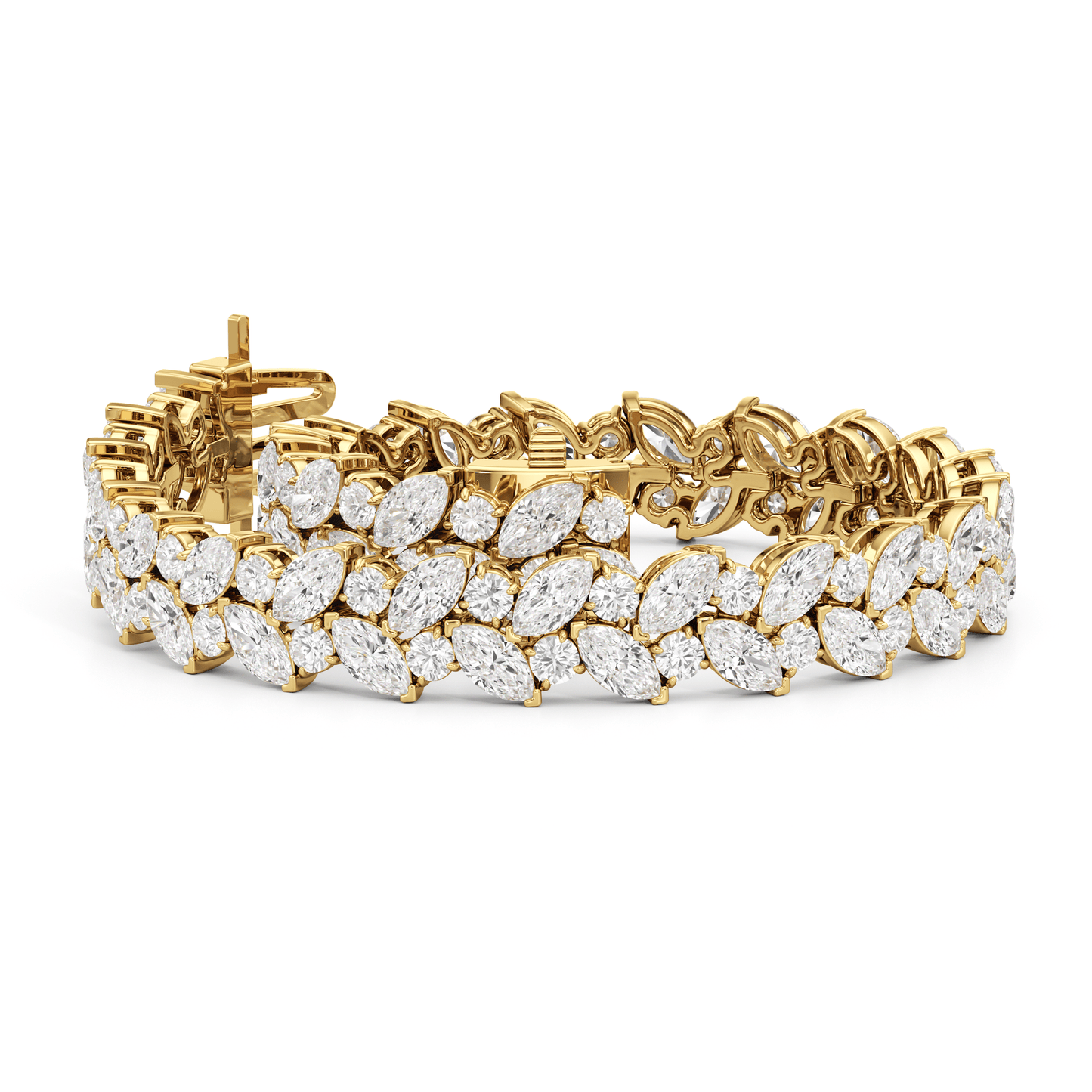 Woven Round and Marquise Tennis Bracelet - Lotus Diamond