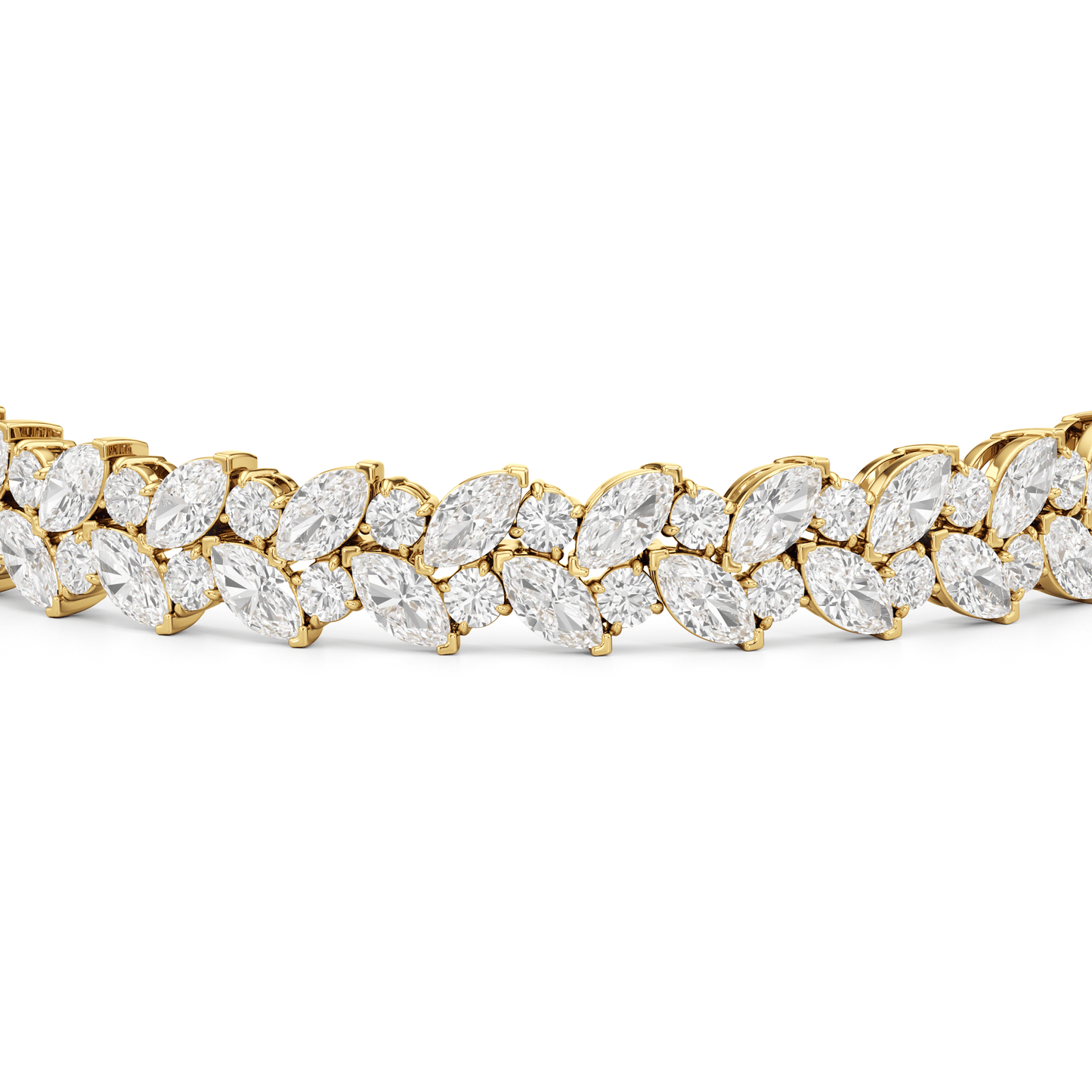 Woven Round and Marquise Tennis Bracelet - Lotus Diamond