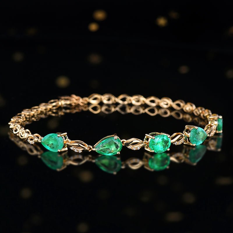 Zambia Natural Emerald Bracelet - Style B - Lotus Diamond