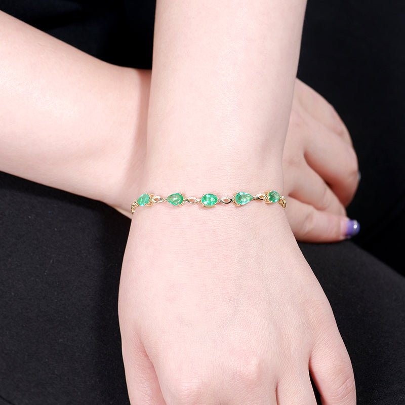 Zambia Natural Emerald Bracelet - Style B - Lotus Diamond