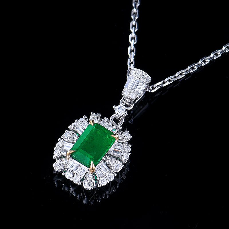 Zambia natural emerald pendant - Lotus Diamond