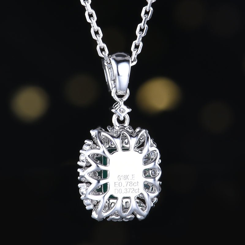 Zambia natural emerald pendant - Lotus Diamond