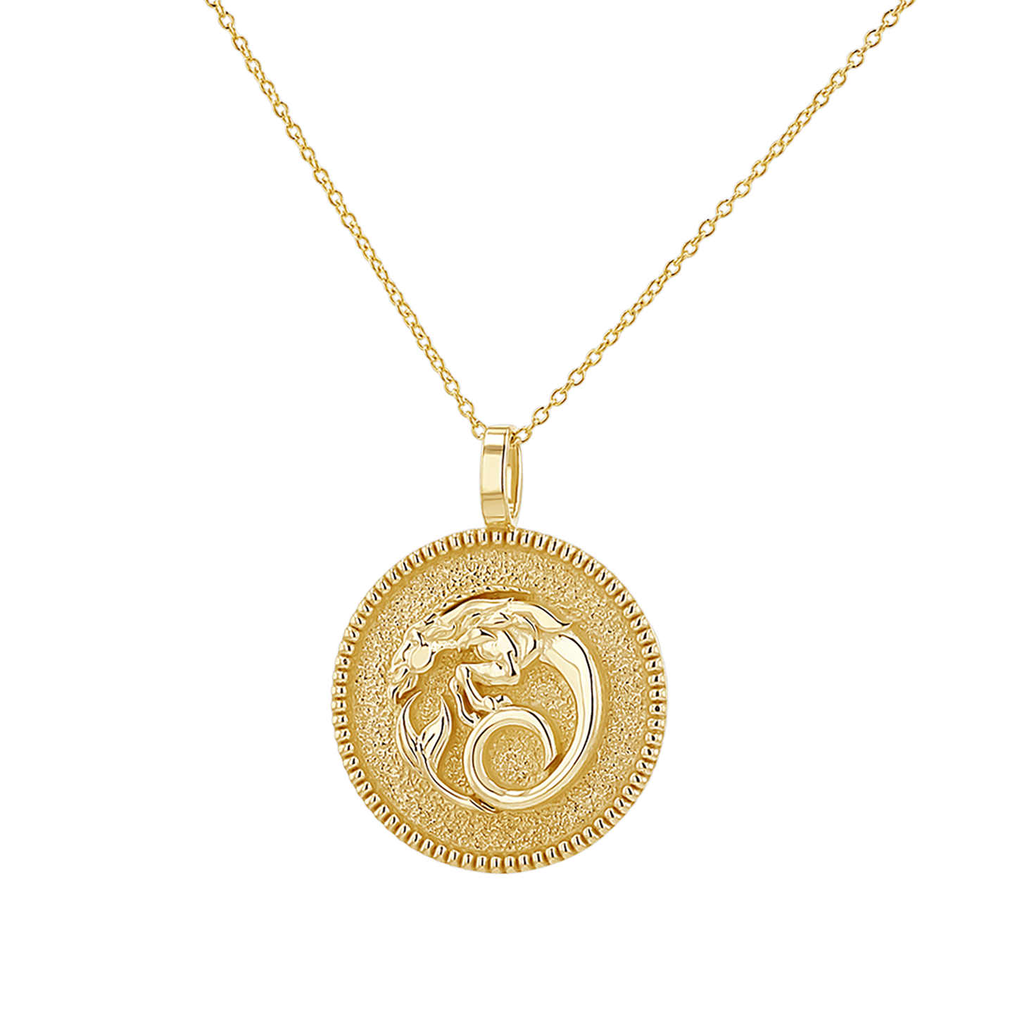 Zodiac Coin Medallion Necklace - Lotus Diamond