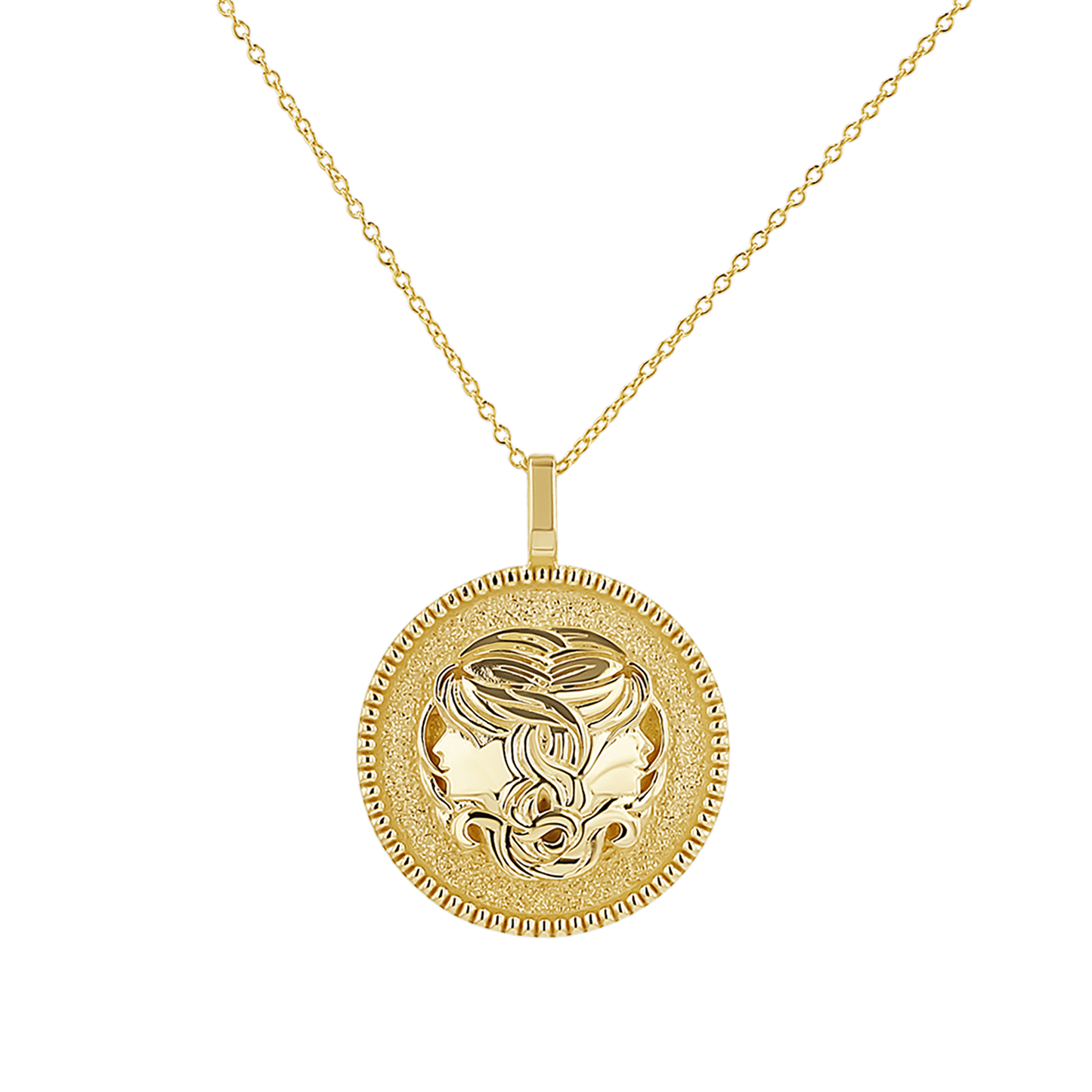 Zodiac Coin Medallion Necklace - Lotus Diamond