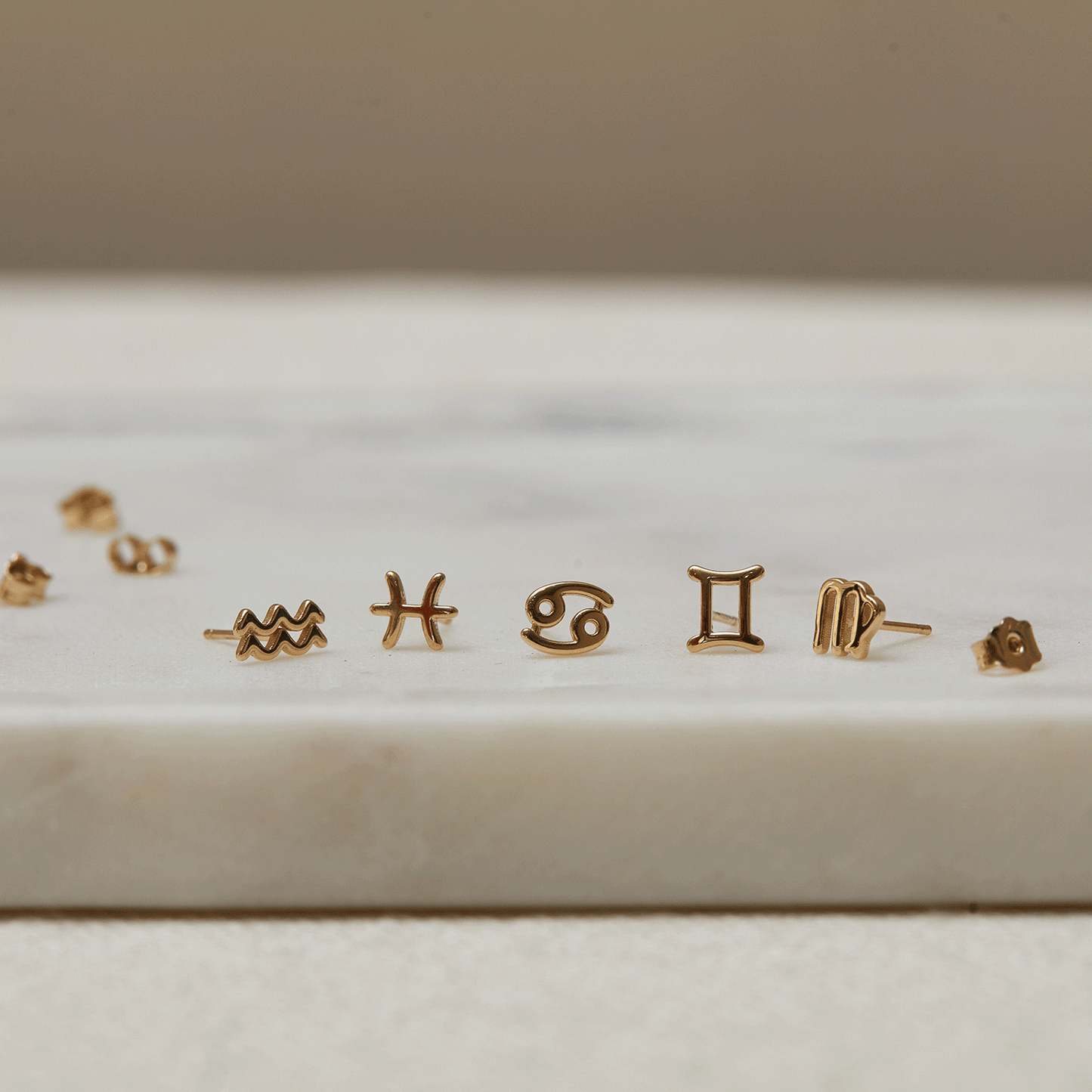 Zodiac Stud Earrings - Lotus Diamond