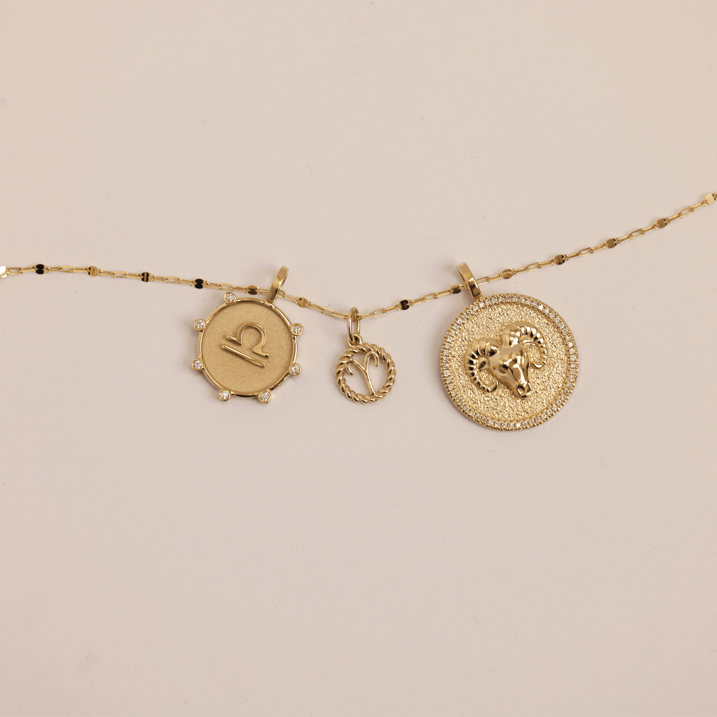 Zodiac Twist Medallion Charm - Lotus Diamond