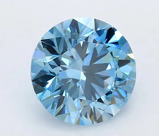 0.83ct Round Lab Grown Diamond (Colour Fancy Vivid Blue, Clarity VVS2, Cut EX, IGI Certified) - Lotus Diamond